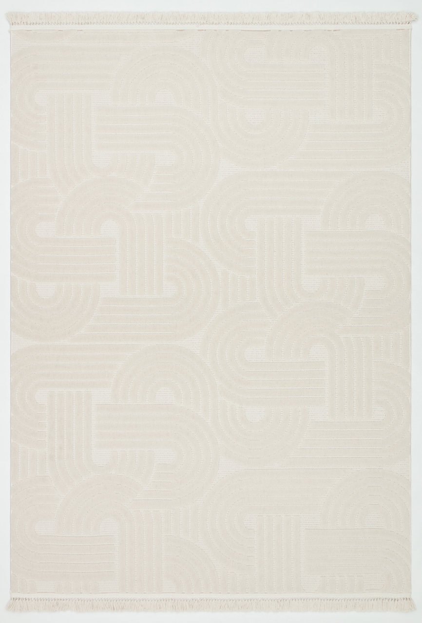 MİLAS C41-BEJ Kabartmalı Modern Geometrik Desenli Salon Koridor Mutfak Halısı