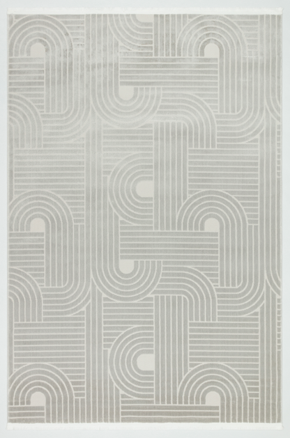 SÜMER A-2012 GRİ Kaymaz Taban Sentetik Bambu Geometrik Desenli Parlak Saten Salon Koridor Mutfak Halısı