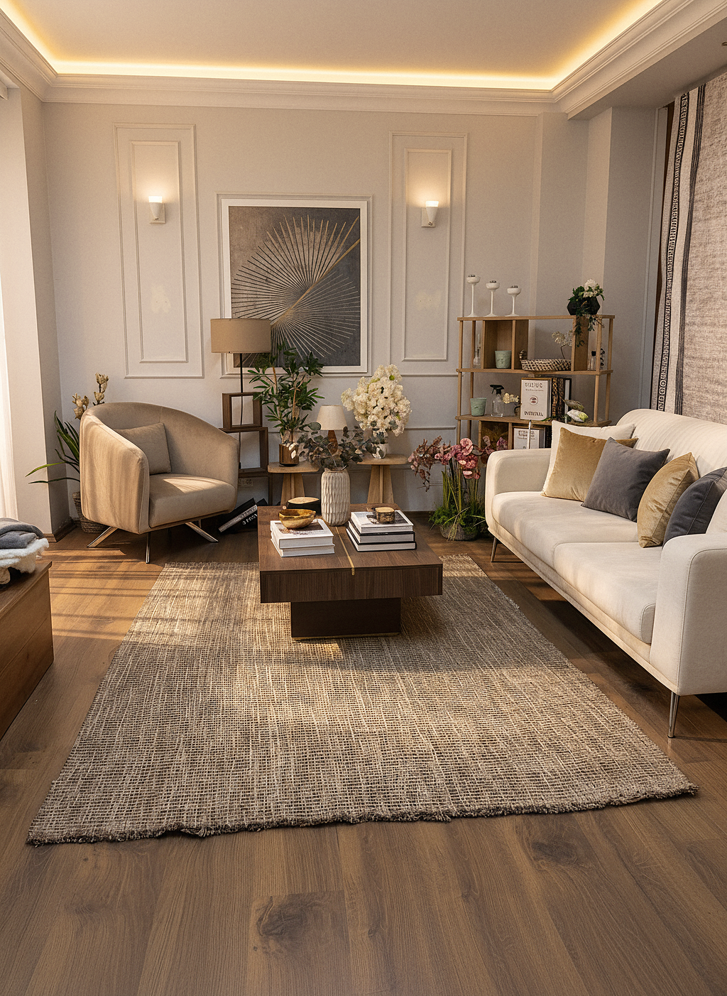 DOĞAL JÜT-1 Doğal Bitkisel İplikle Elde Dokuma Jüt Halı