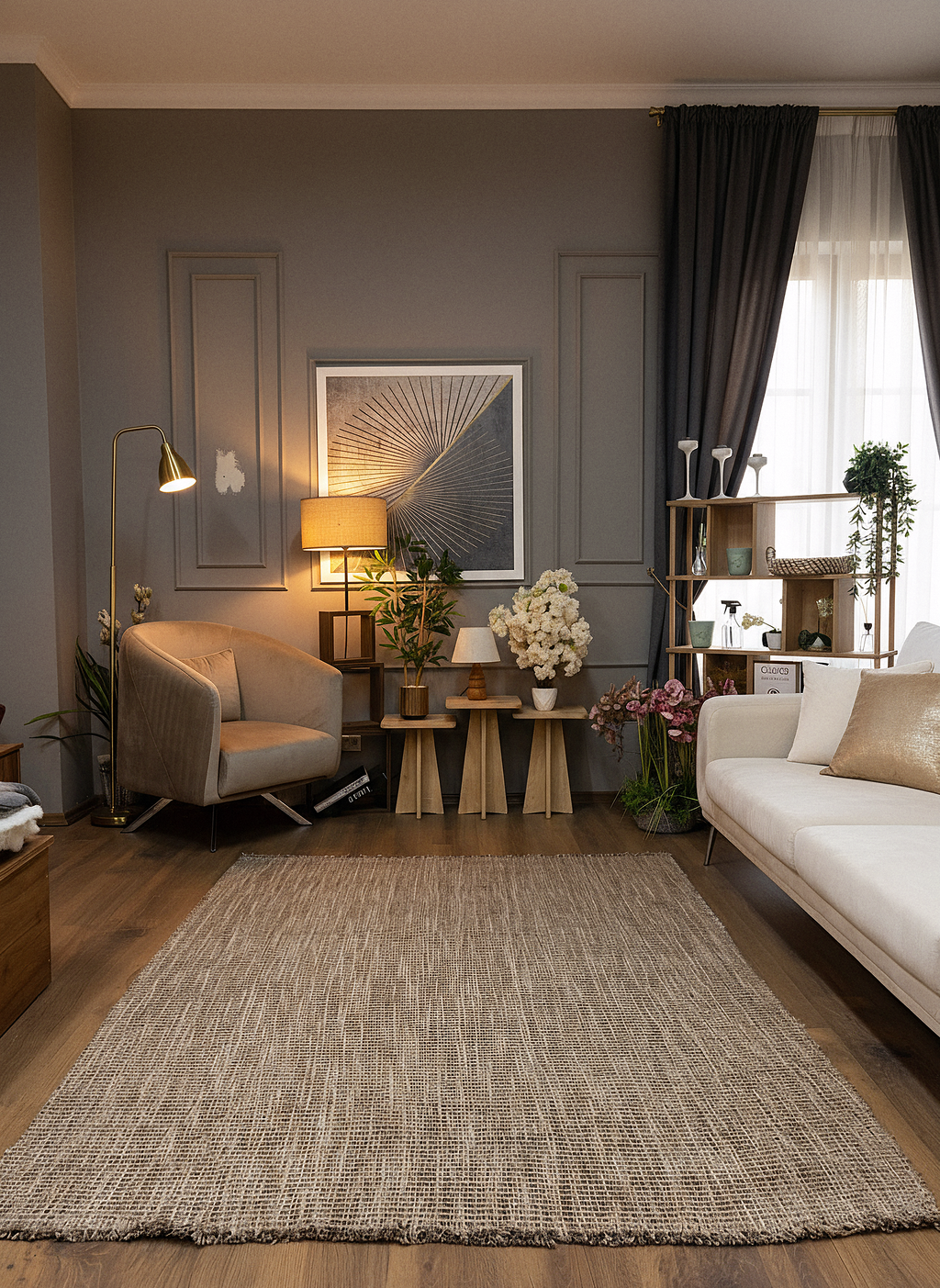 DOĞAL JÜT-1 Doğal Bitkisel İplikle Elde Dokuma Jüt Halı