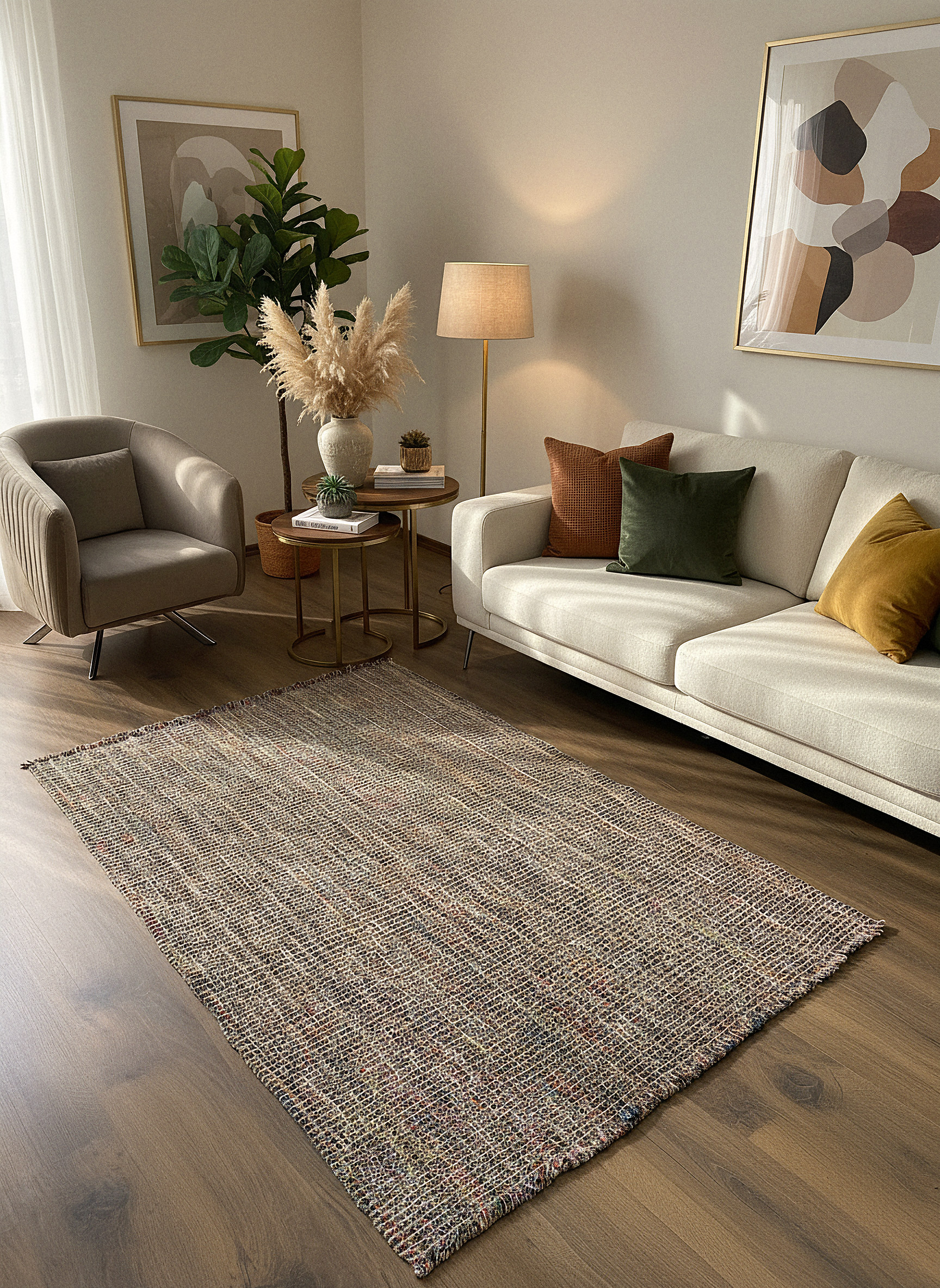 DOĞAL JÜT-2 Doğal Bitkisel İplikle Elde Dokuma Jüt Halı