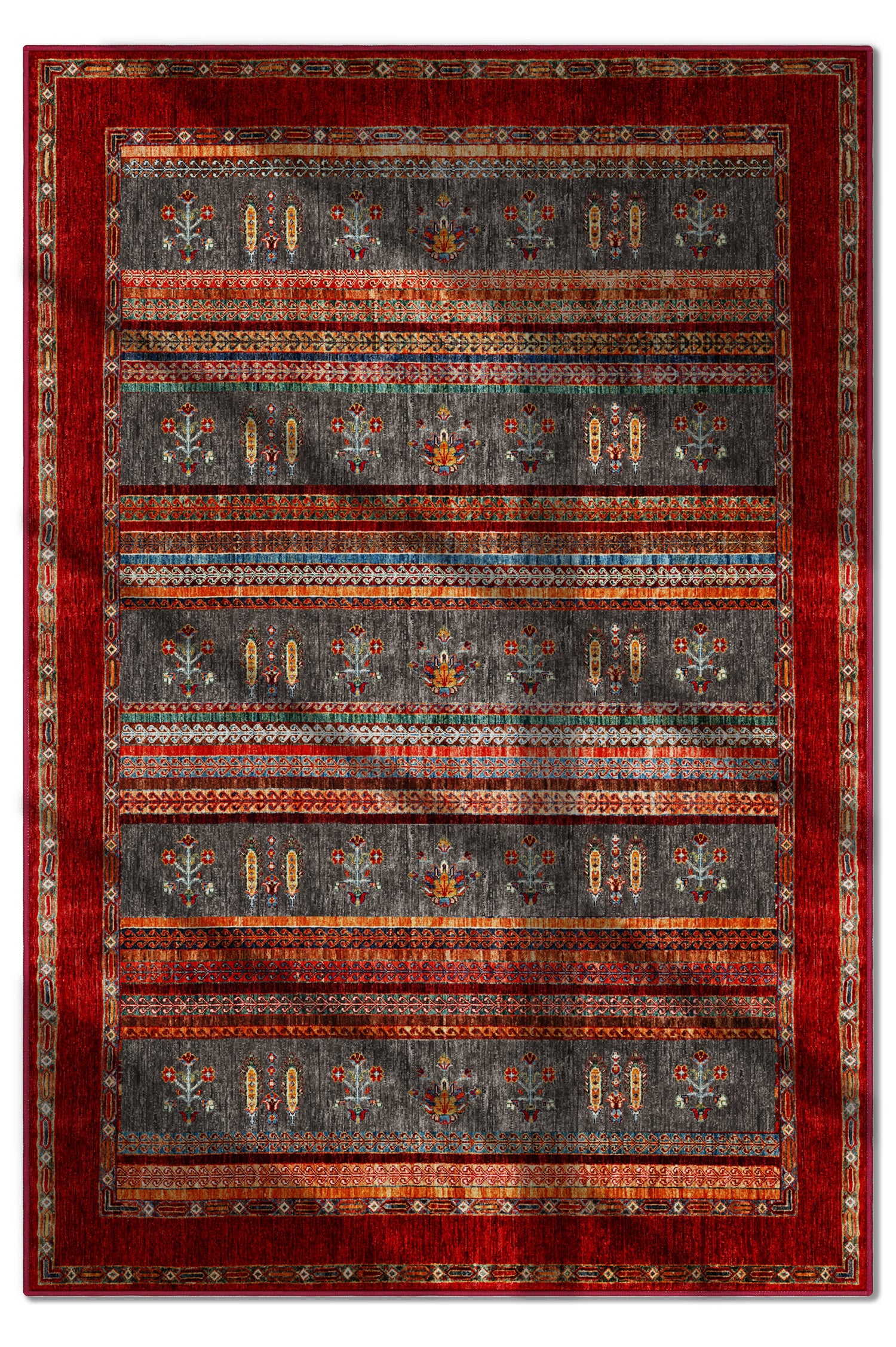 Arte DS074 Vintage Çiçek Figürlü Dekoratif Dokuma Halı