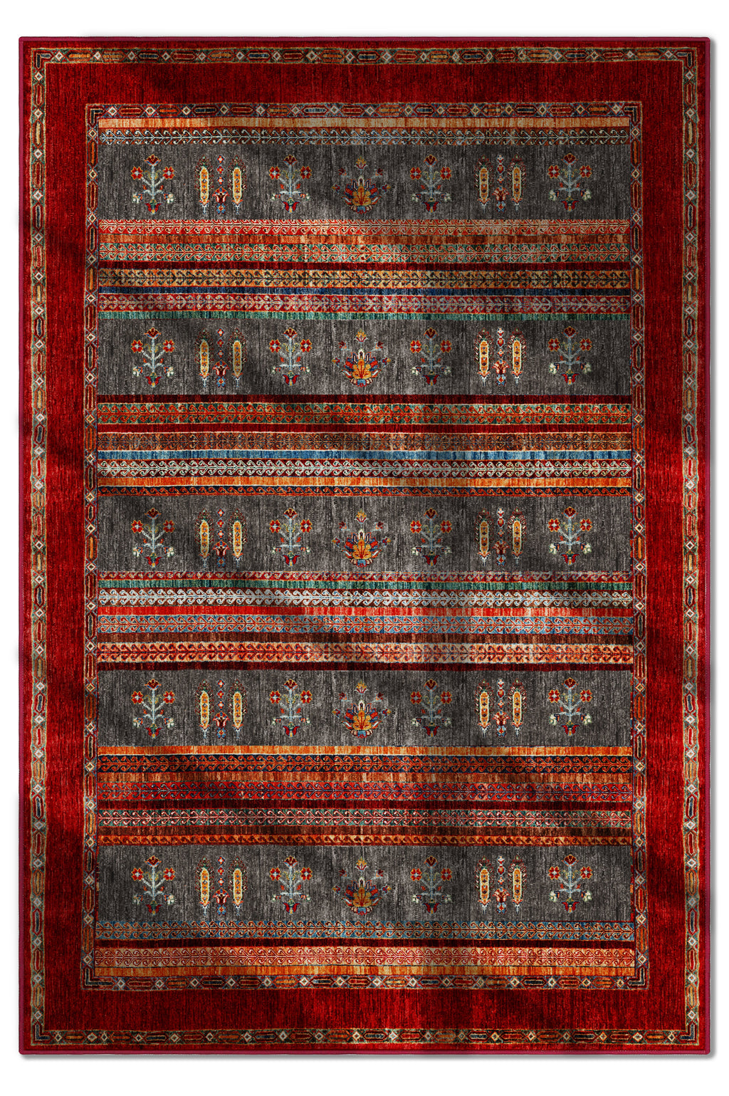 Arte DS074 Vintage Çiçek Figürlü Dekoratif Dokuma Halı