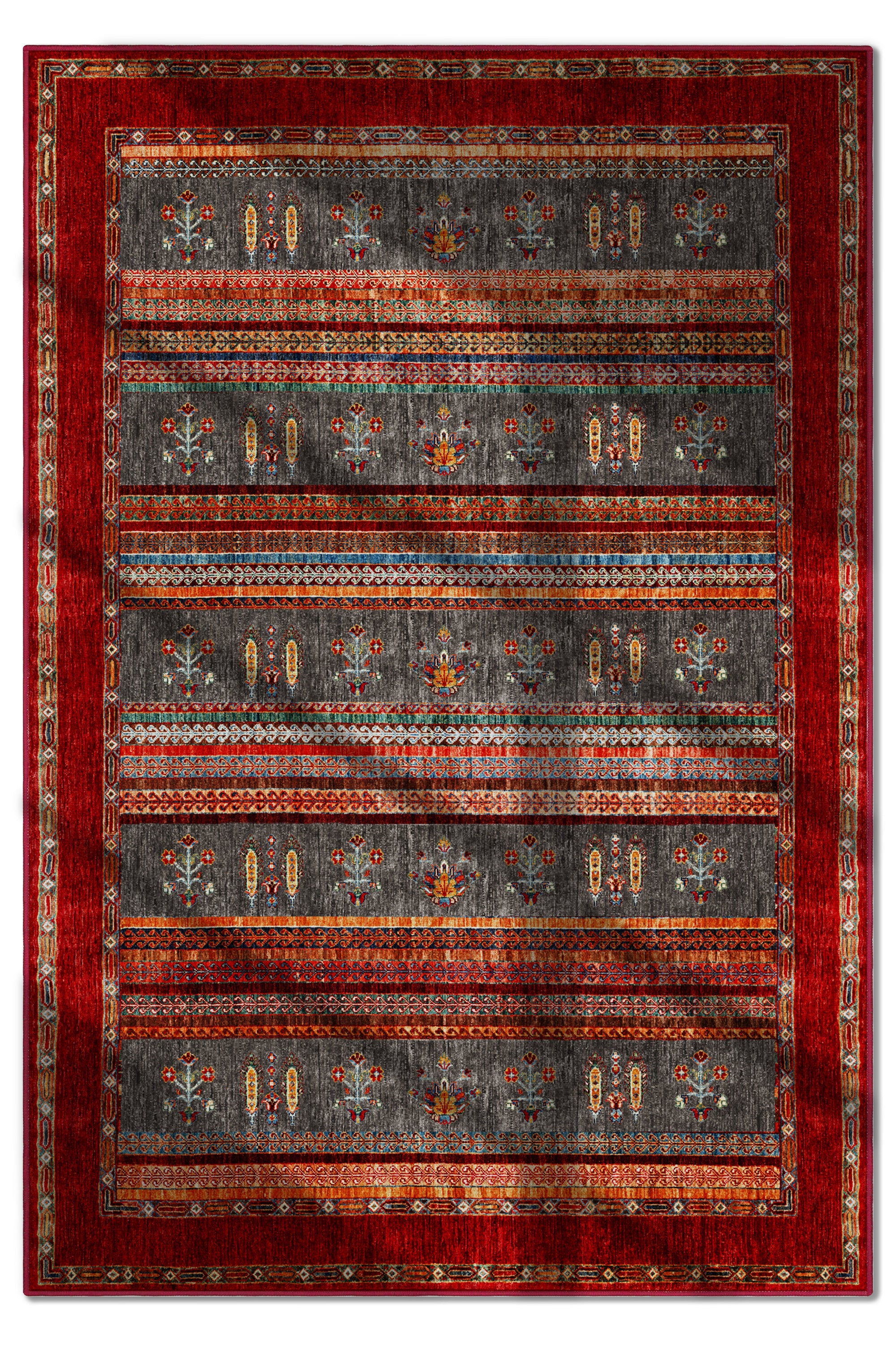 Arte DS074 Vintage Çiçek Figürlü Dekoratif Dokuma Halı