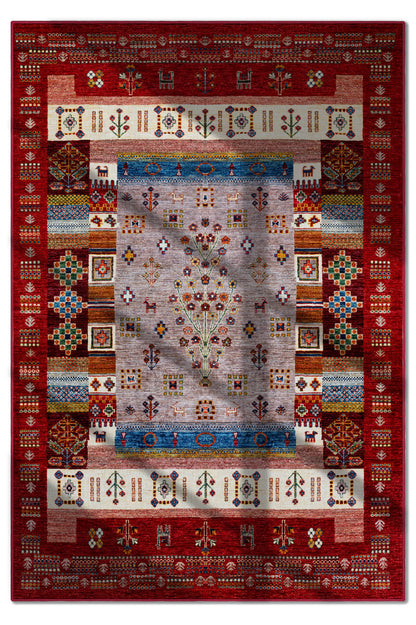 Arte DS077 Vintage Çiçek Figürlü Dekoratif Dokuma Halı