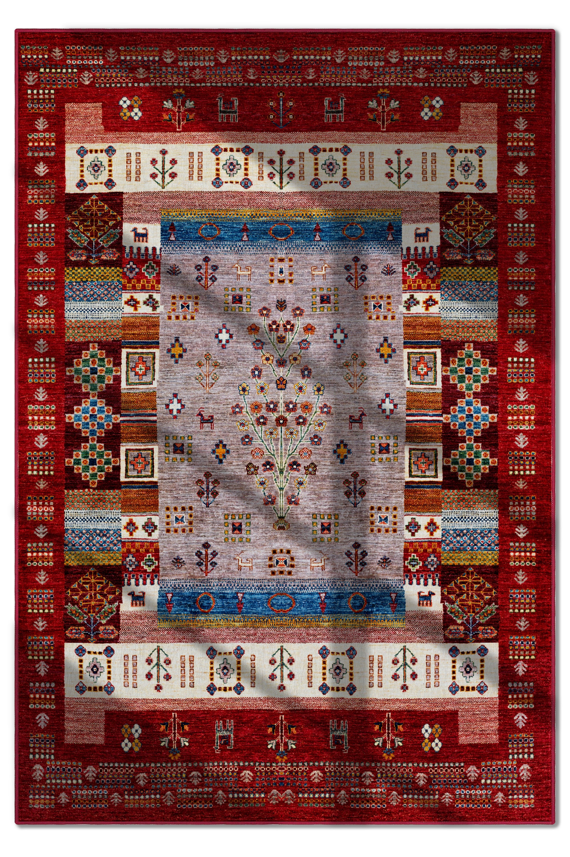 Arte DS077 Vintage Çiçek Figürlü Dekoratif Dokuma Halı