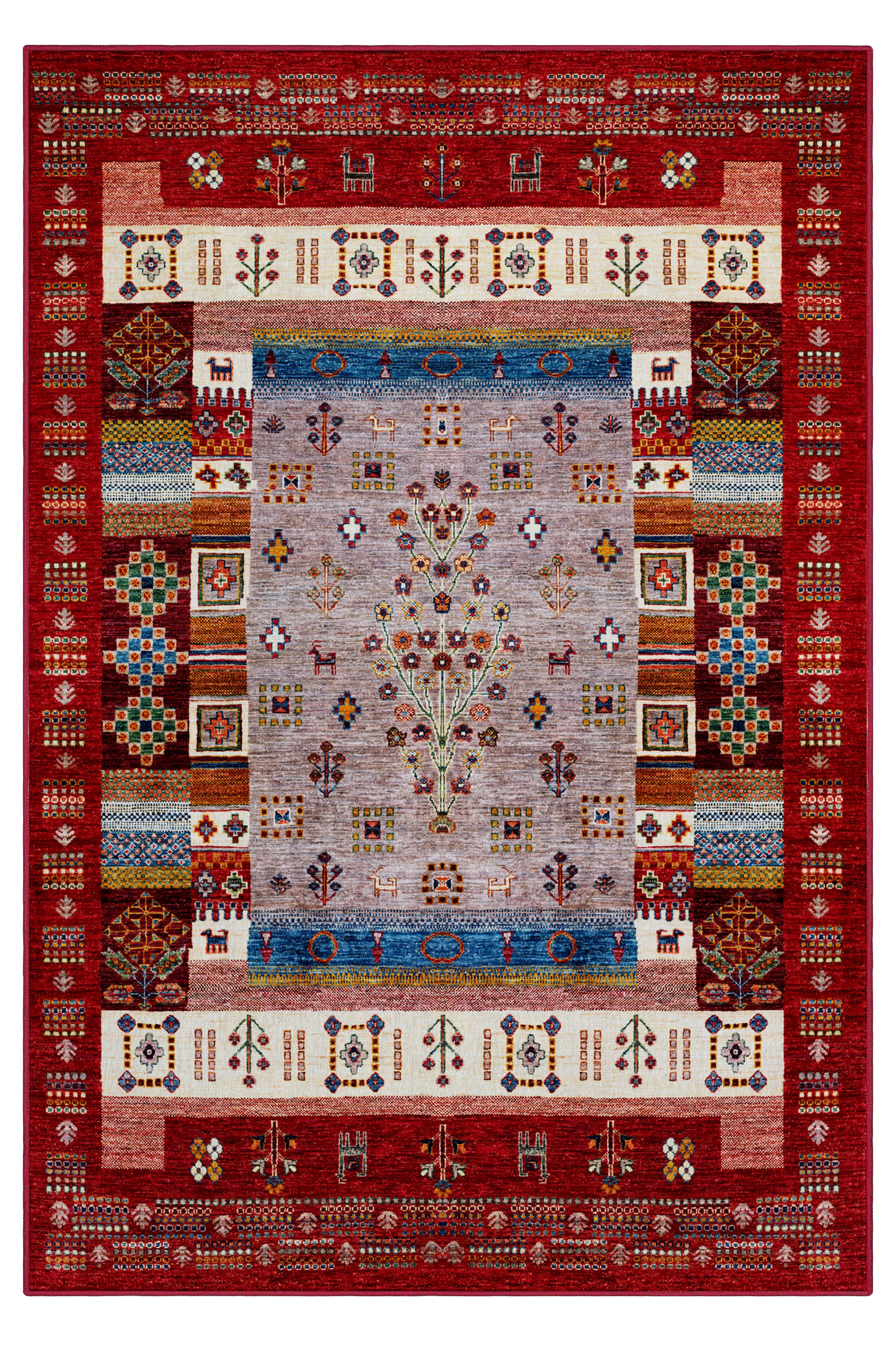 Arte DS077 Vintage Çiçek Figürlü Dekoratif Dokuma Halı