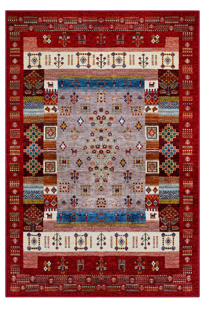 Arte DS077 Vintage Çiçek Figürlü Dekoratif Dokuma Halı