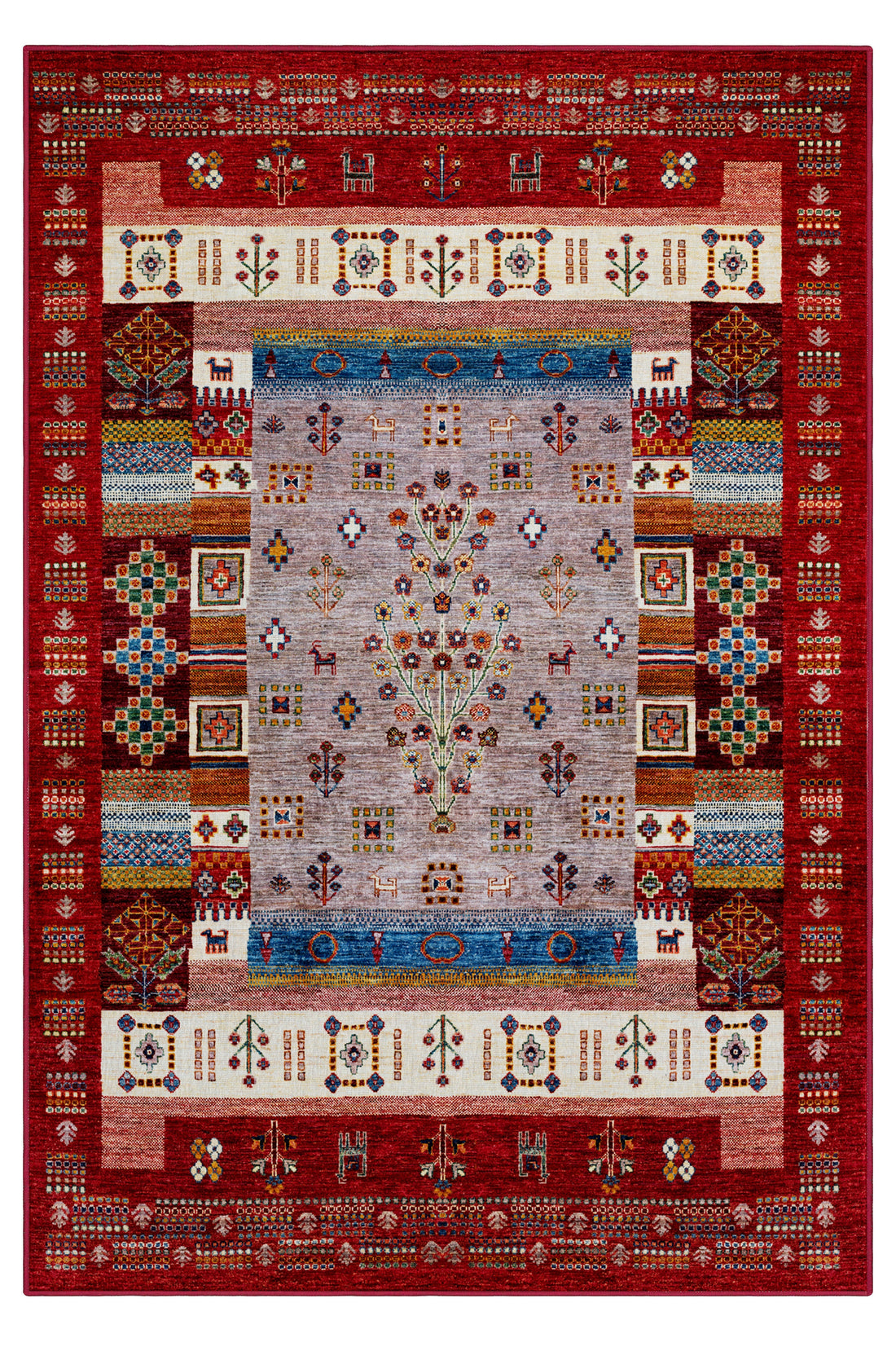 Arte DS077 Vintage Çiçek Figürlü Dekoratif Dokuma Halı