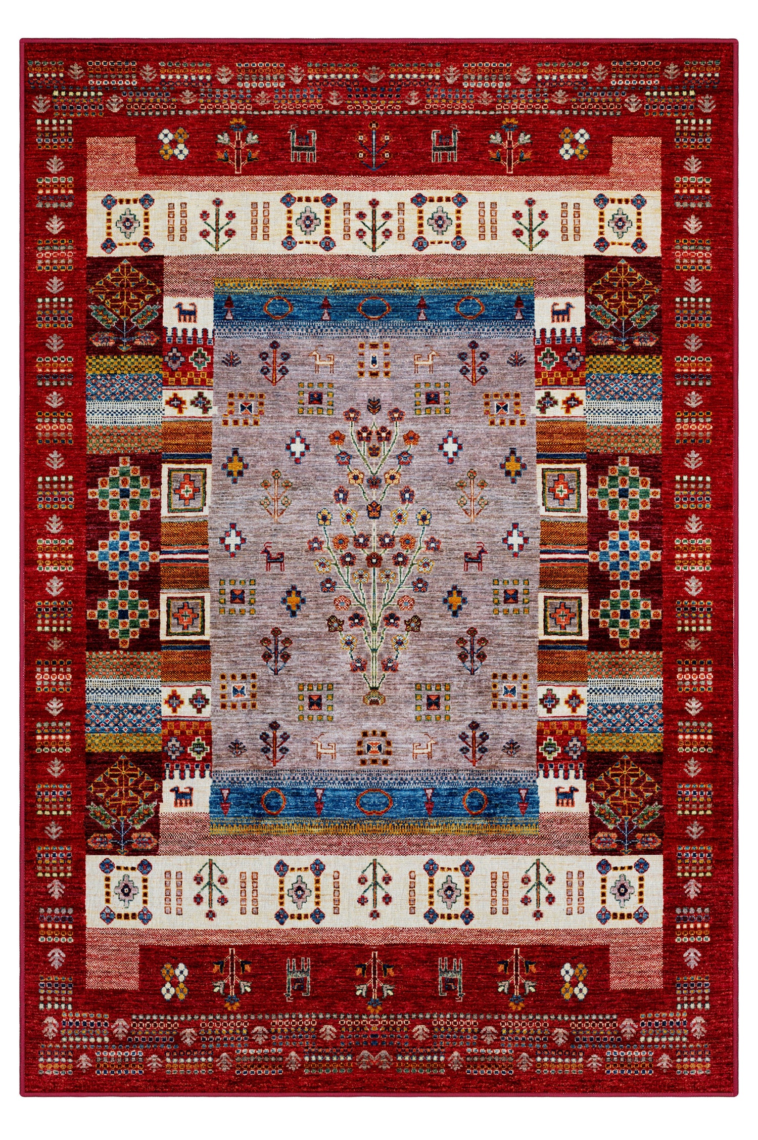 Arte DS077 Vintage Çiçek Figürlü Dekoratif Dokuma Halı