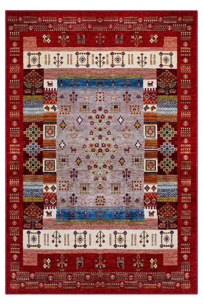 Arte DS077 Vintage Çiçek Figürlü Dekoratif Dokuma Halı