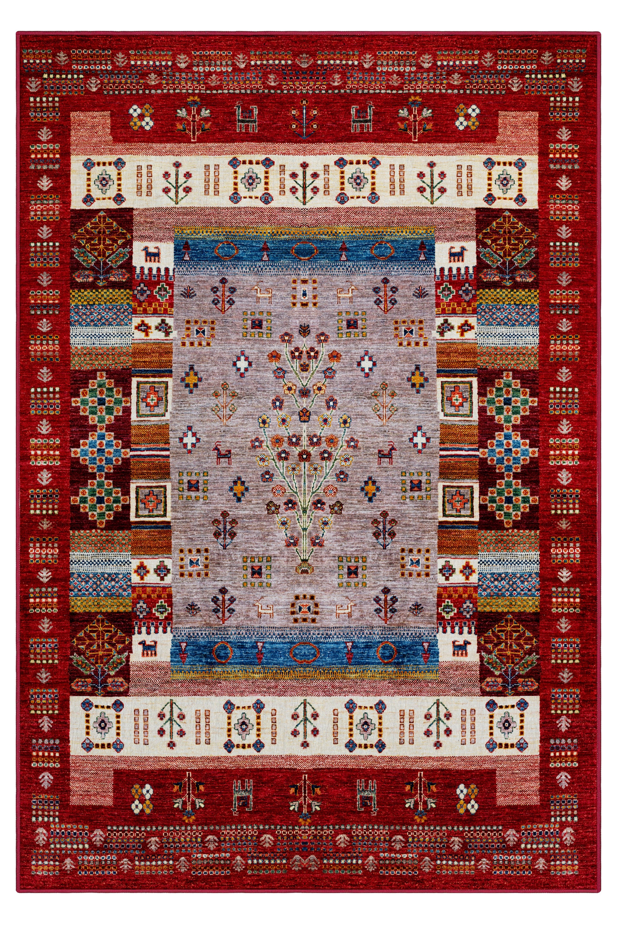 Arte DS077 Vintage Çiçek Figürlü Dekoratif Dokuma Halı