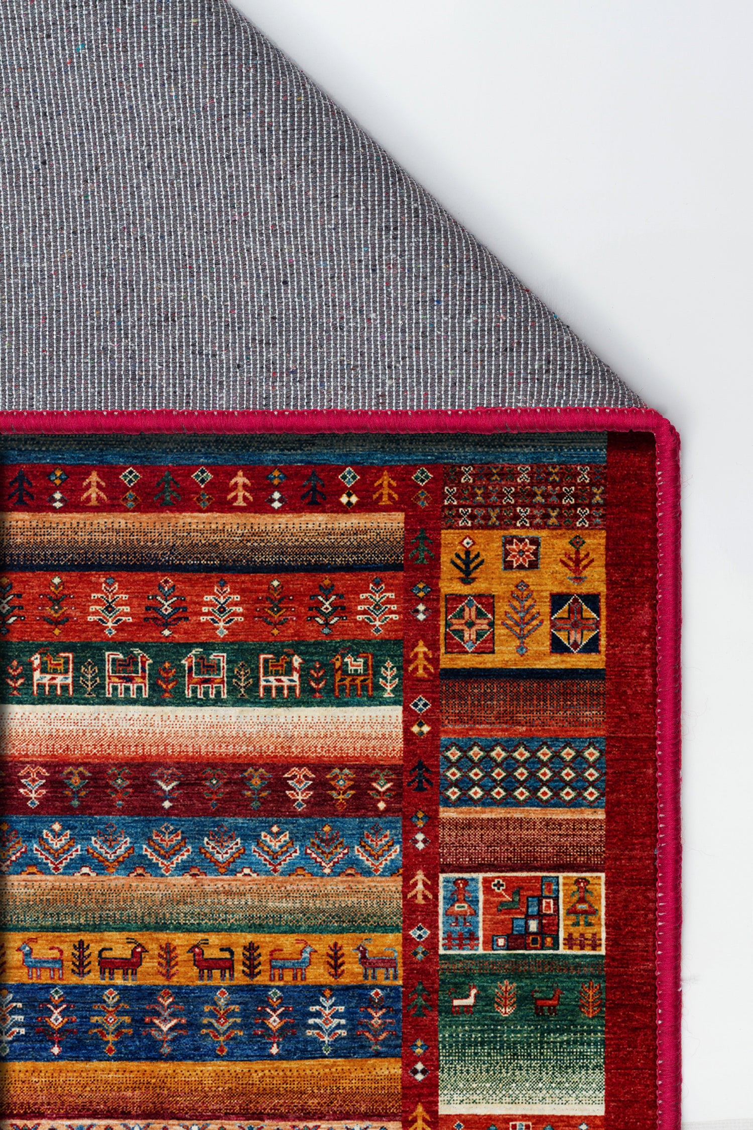 Arte DS078 Vintage Hayvan Ağaç Figürlü Dekoratif Dokuma Halı