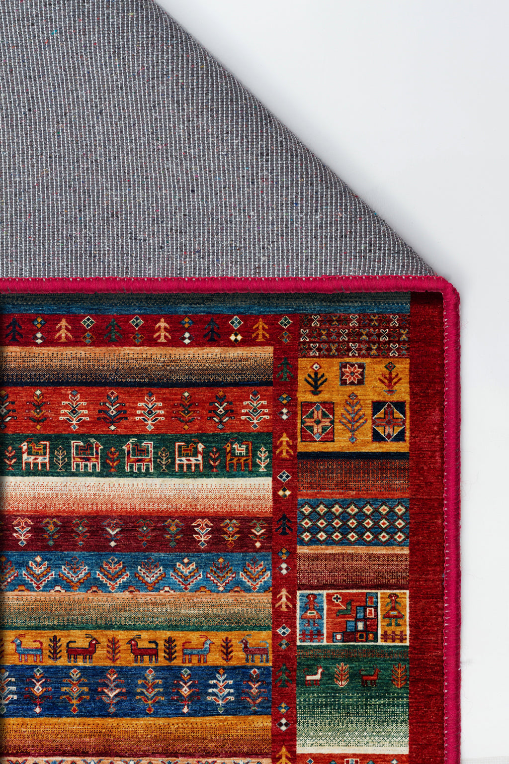 Arte DS078 Vintage Hayvan Ağaç Figürlü Dekoratif Dokuma Halı
