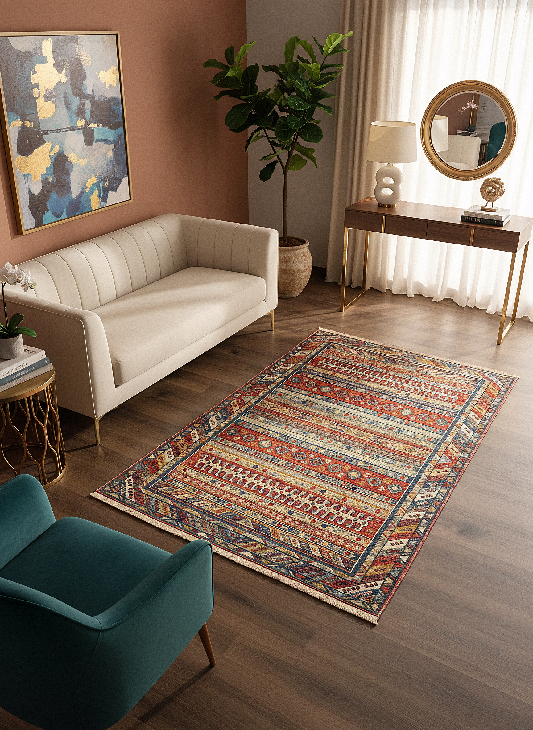 Etnik ES1 - Etnik Desenli Dokuma Kilim Mutfak Balkon Koridor Halısı