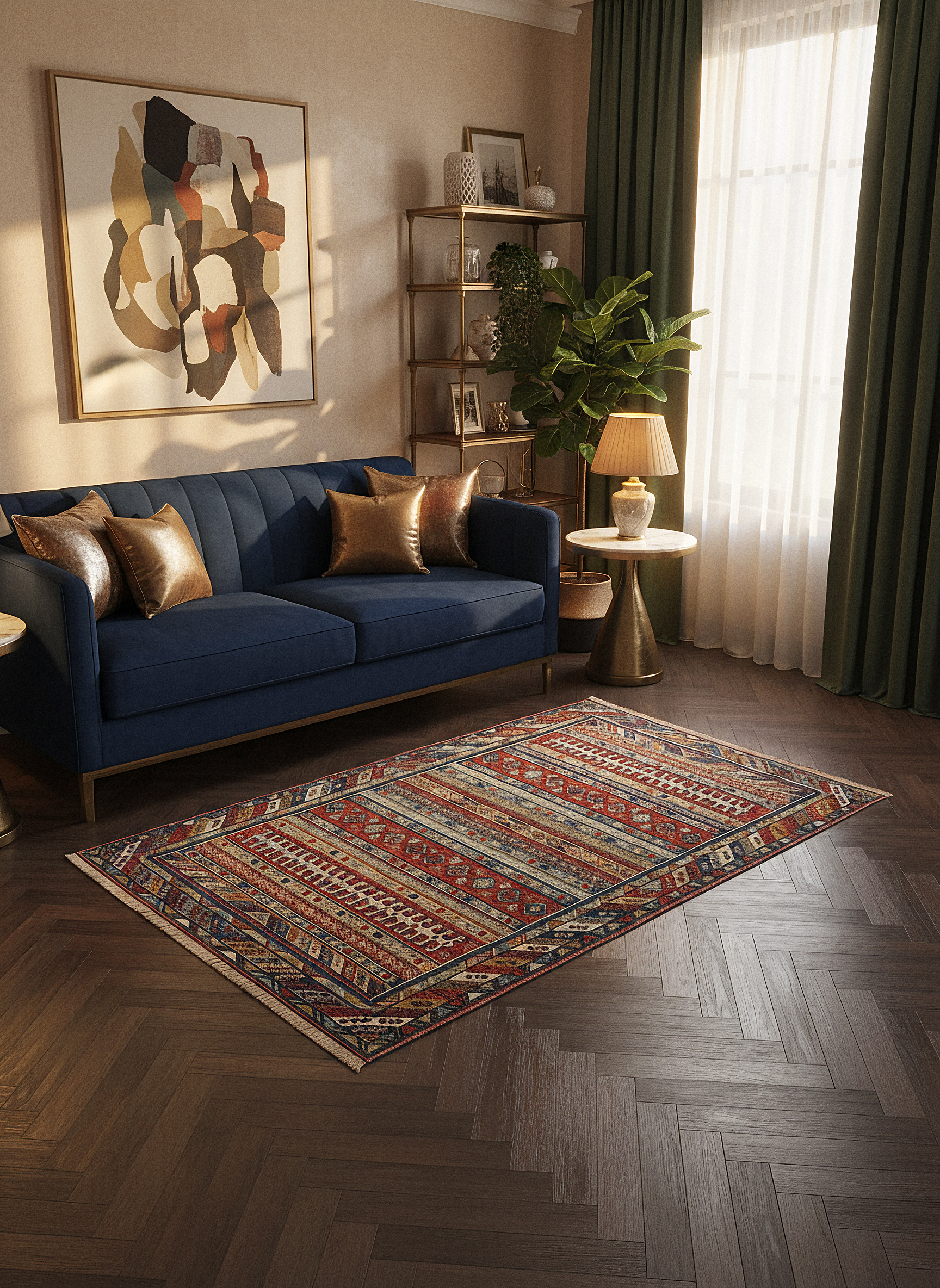 Etnik ES1 - Etnik Desenli Dokuma Kilim Mutfak Balkon Koridor Halısı