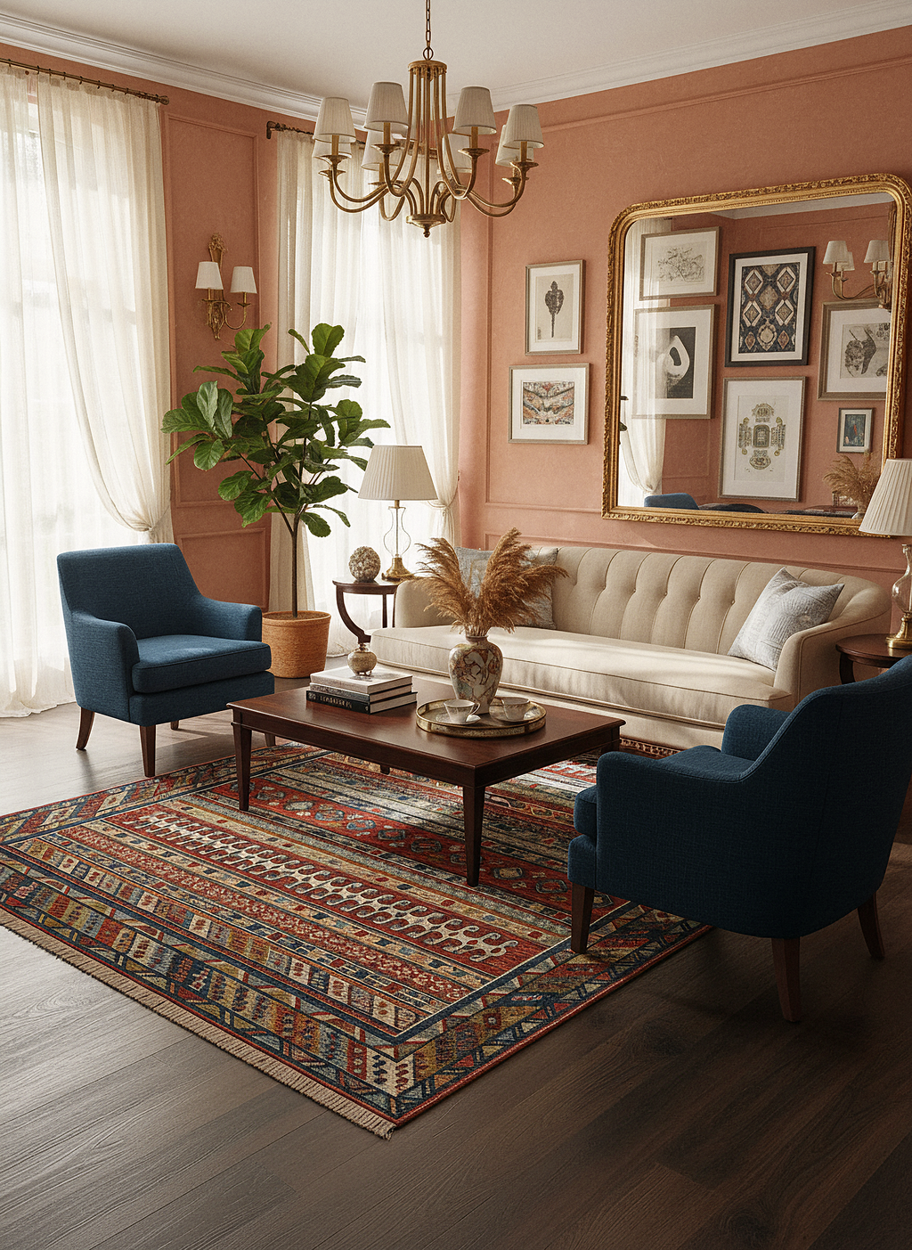 Etnik ES1 - Etnik Desenli Dokuma Kilim Mutfak Balkon Koridor Halısı