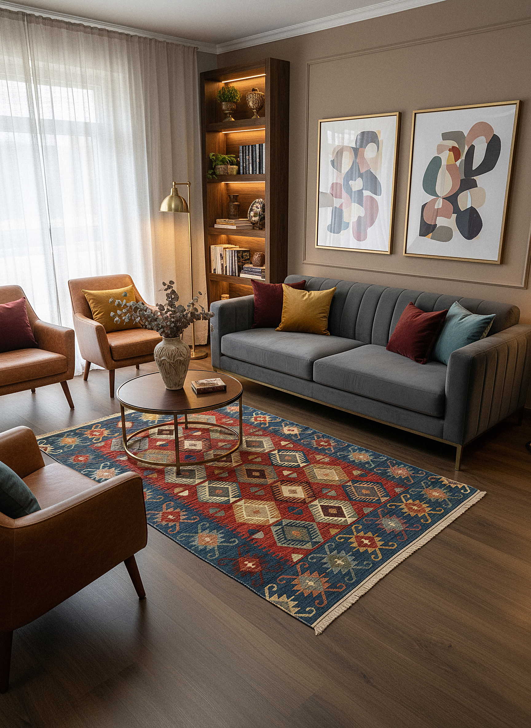 Etnik ES2 - Etnik Desenli Dokuma Kilim Mutfak Balkon Koridor Halısı