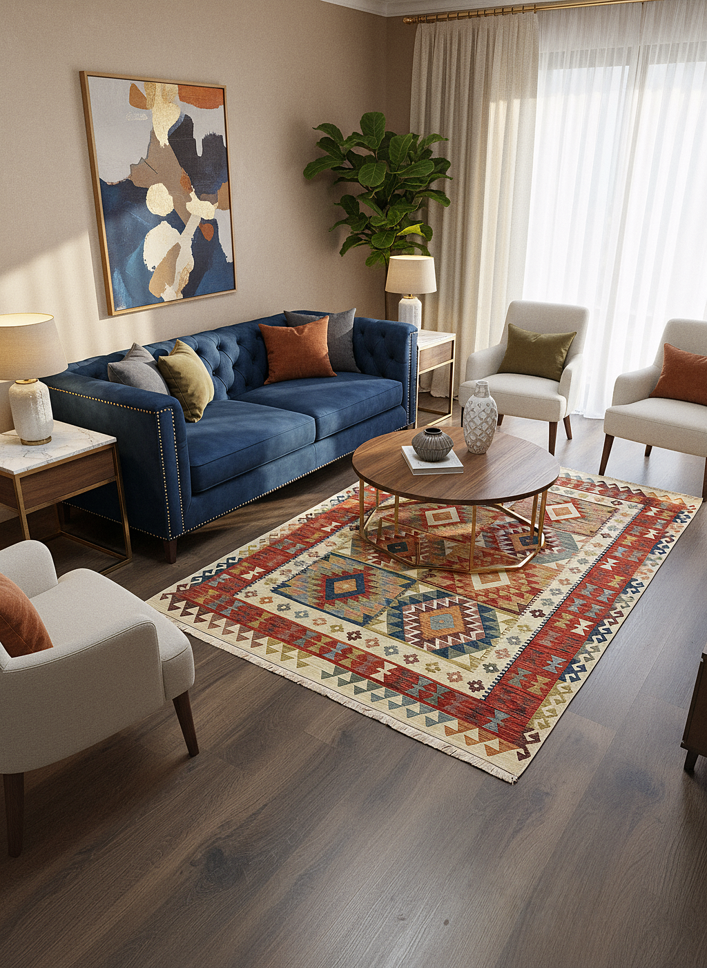 Etnik ES5 - Etnik Desenli Dokuma Kilim Mutfak Balkon Koridor Halısı