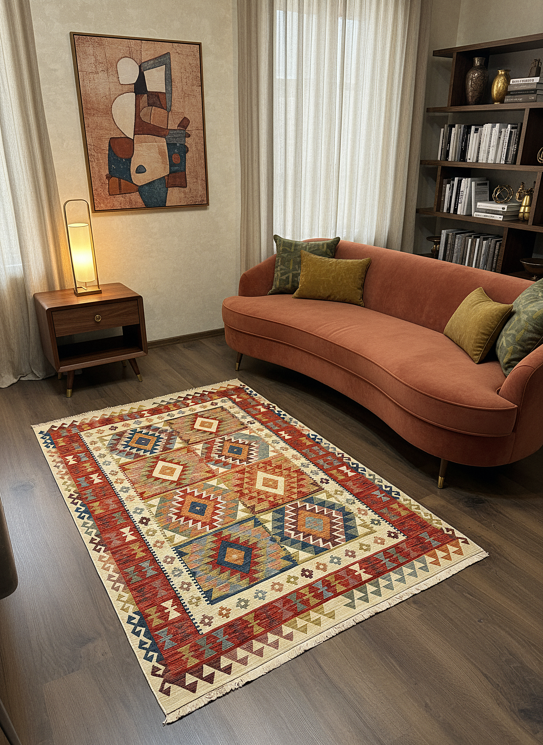 Etnik ES5 - Etnik Desenli Dokuma Kilim Mutfak Balkon Koridor Halısı