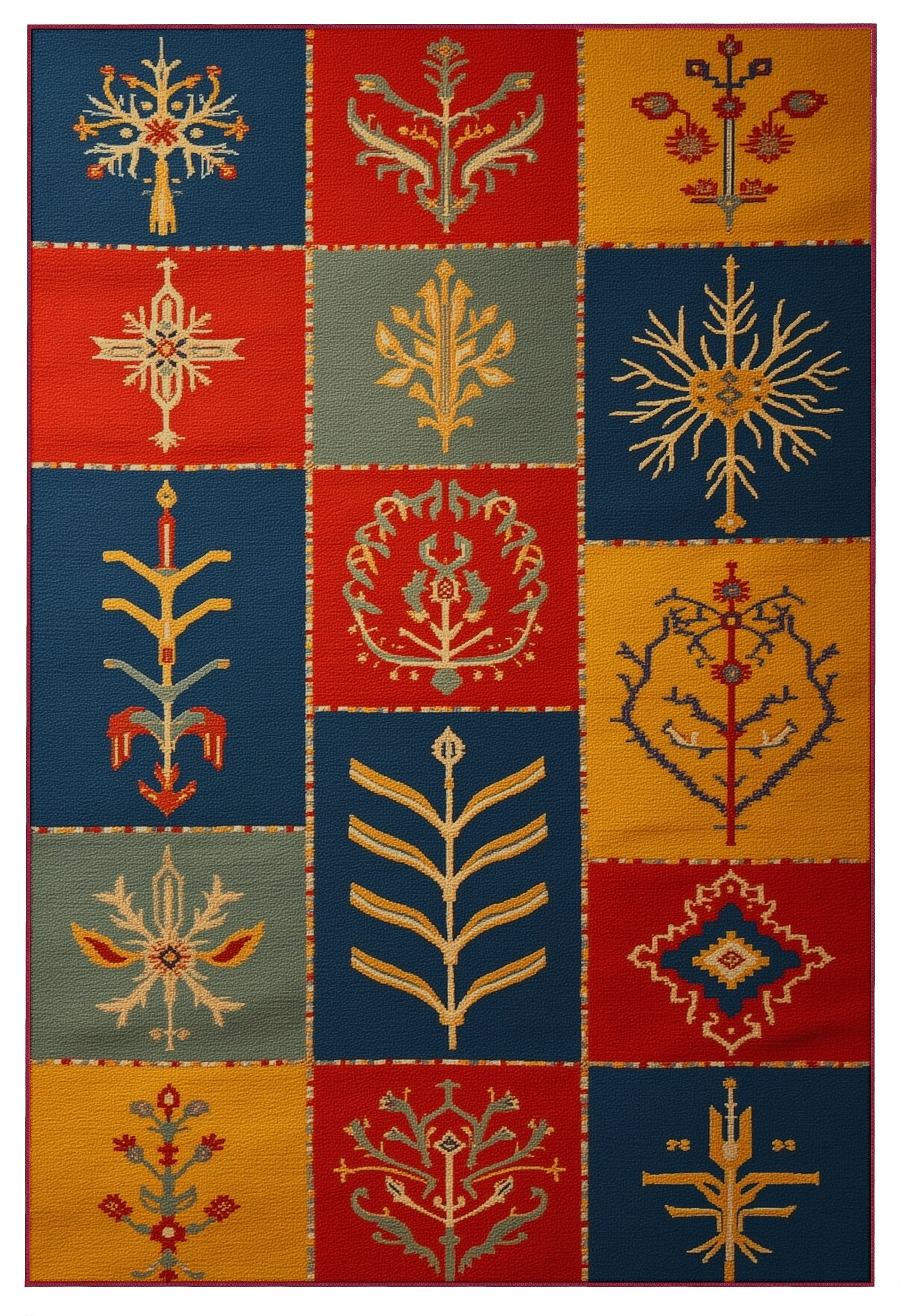 Arte HD001 Çiçek Figürlü Modern Desenli Renkli Dekoratif Dokuma Halı