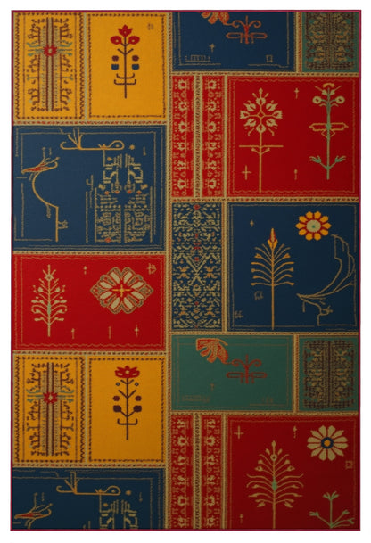 Arte HD003 Çiçek Figürlü Modern Desenli Renkli Dekoratif Dokuma Halı