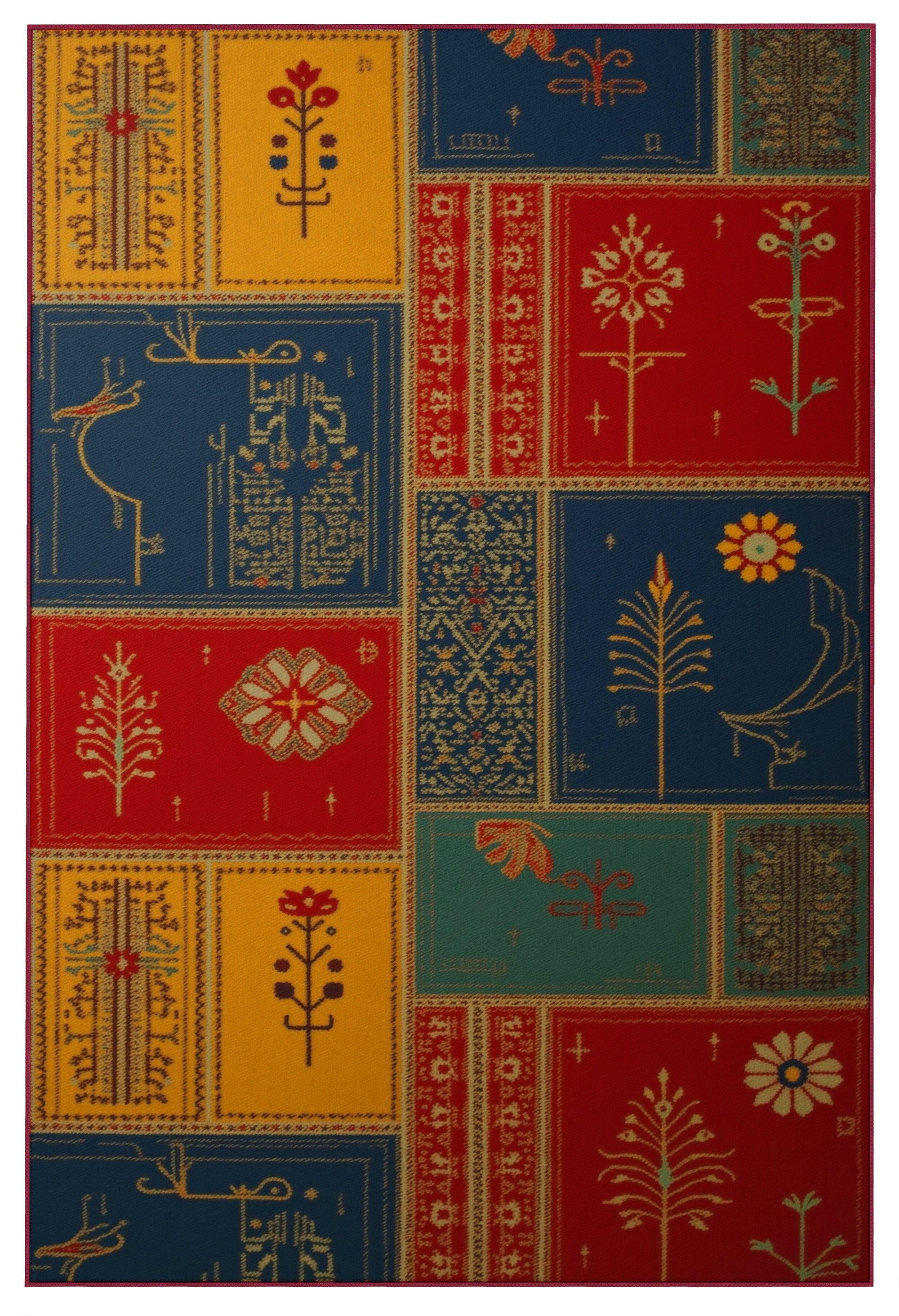 Arte HD003 Çiçek Figürlü Modern Desenli Renkli Dekoratif Dokuma Halı