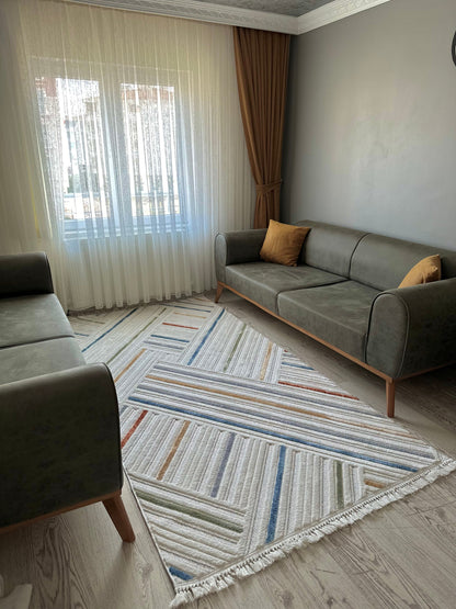 PALERMO G4 Kabartmalı Modern İskandinav Desenli Salon Halısı