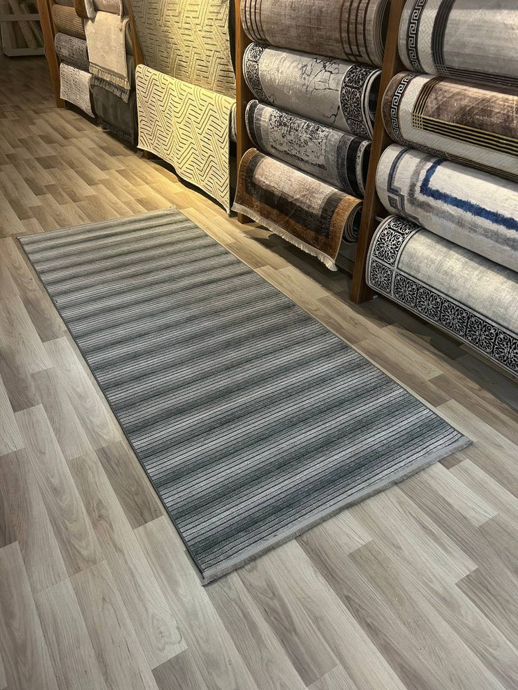 ŞÖNİL İNKA GRİ İskandinav Desenli Dokuma Şönil Salon Koridor Mutfak Halısı-KP
