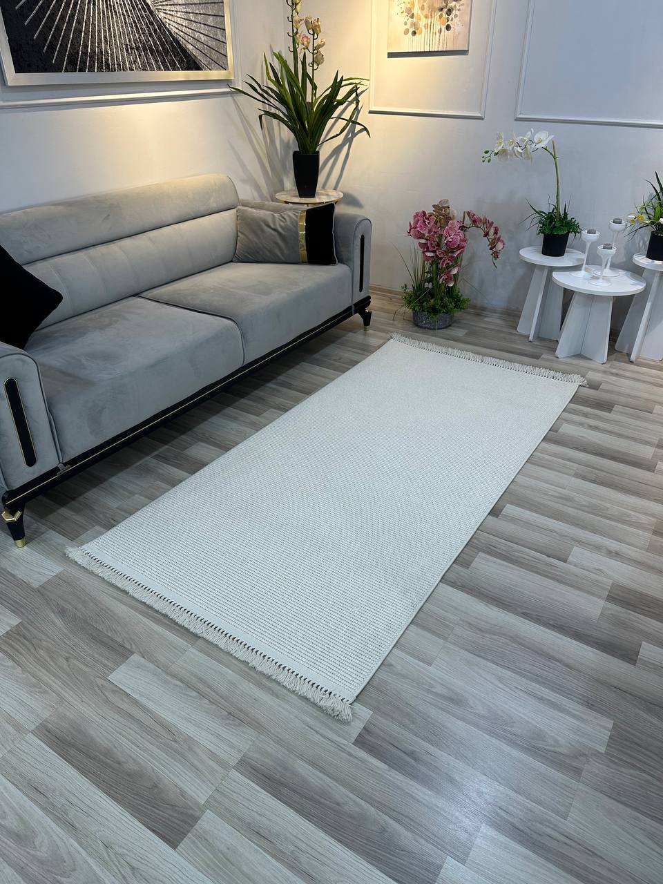 PALMAS 5018-T KREM Yumuşak Bukle (Loop) Kabartmalı Dokuma Salon Halısı-KP