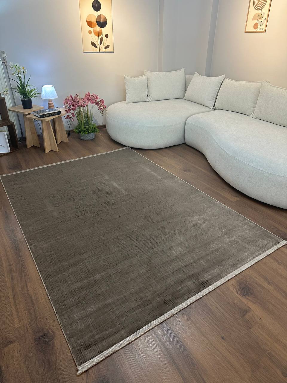 LOTUS 28 VİZON Sentetik Bambu Parlak Saten Salon Koridor Mutfak Halısı-KP