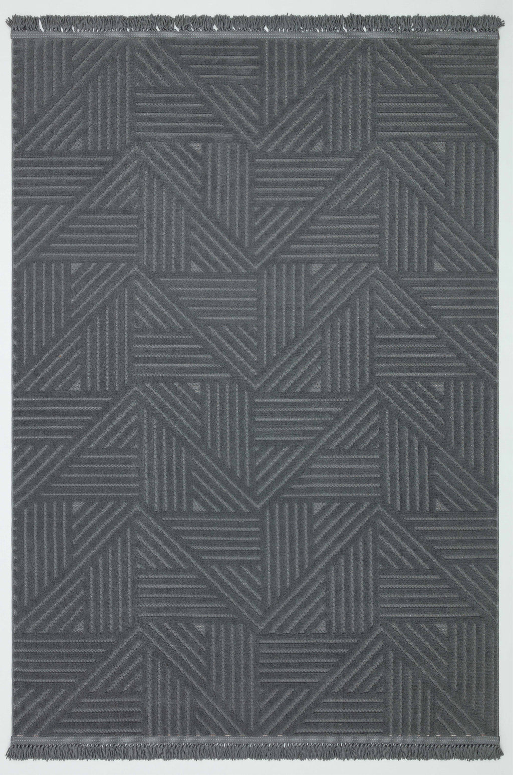 MİLAS C13-ANTRASİT Kabartmalı Modern Geometrik Desenli Salon Koridor Mutfak Halısı