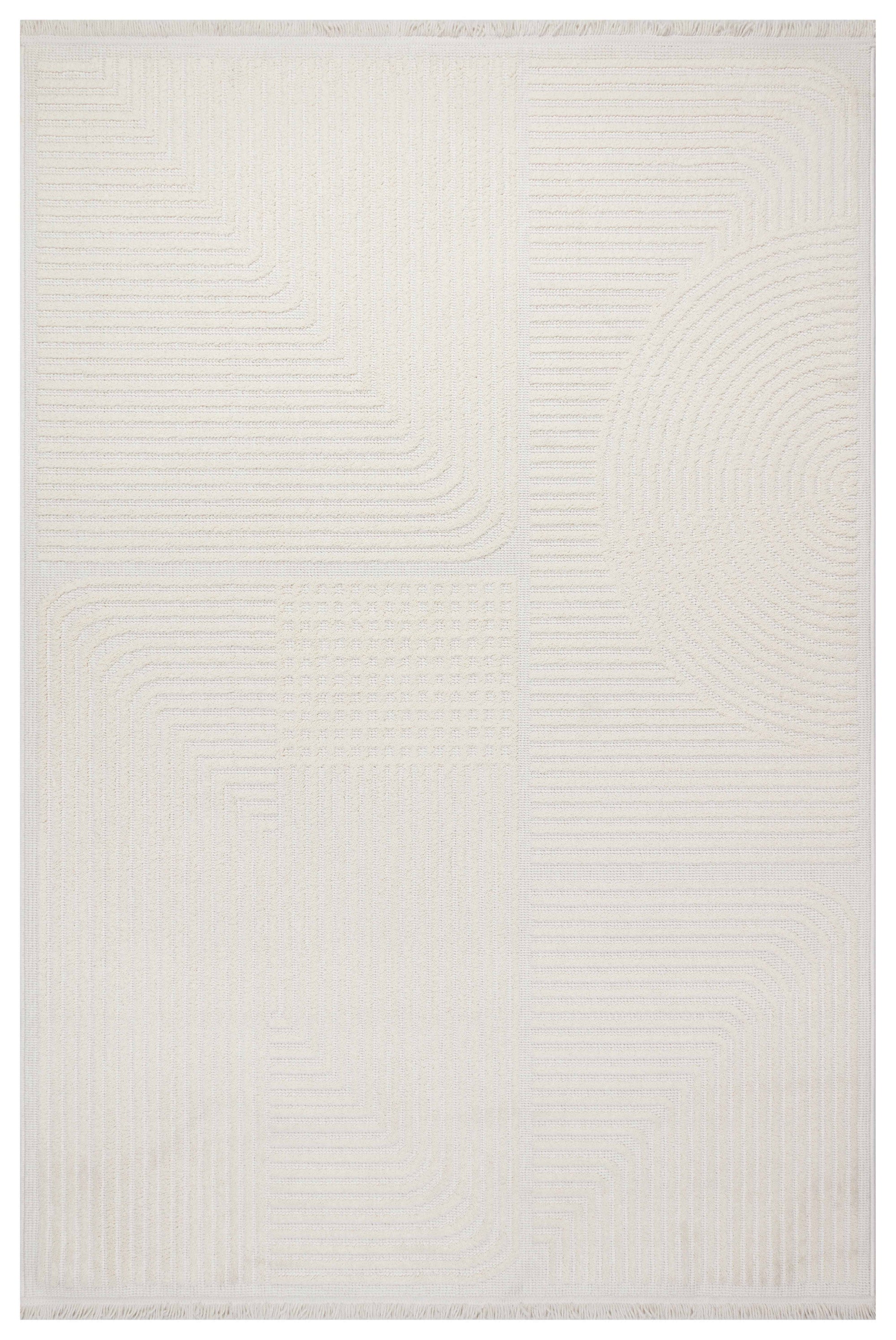 İCON T-LP04 KREM KModern Geometrik Desenli Salon Koridor Mutfak Halısı
