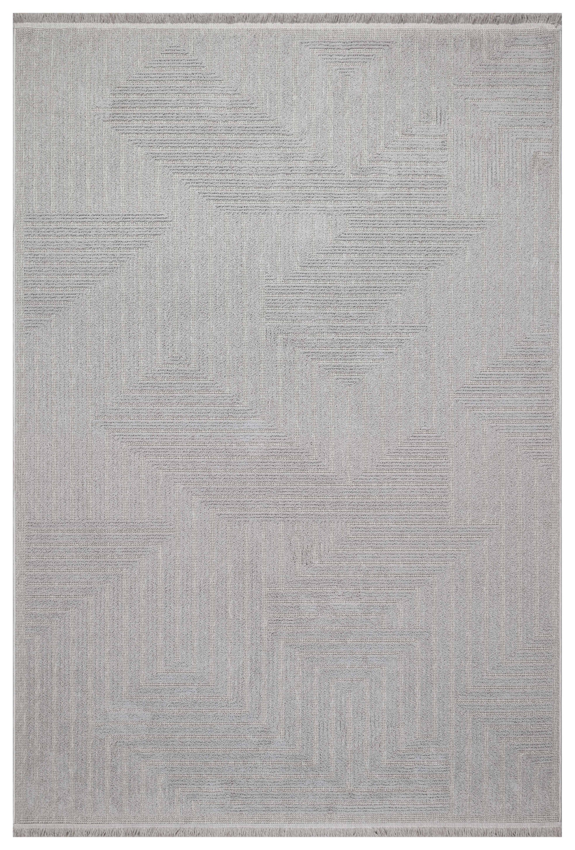 İCON T-LP05 GRİ Modern Geometrik Desenli Salon Koridor Mutfak Halısı