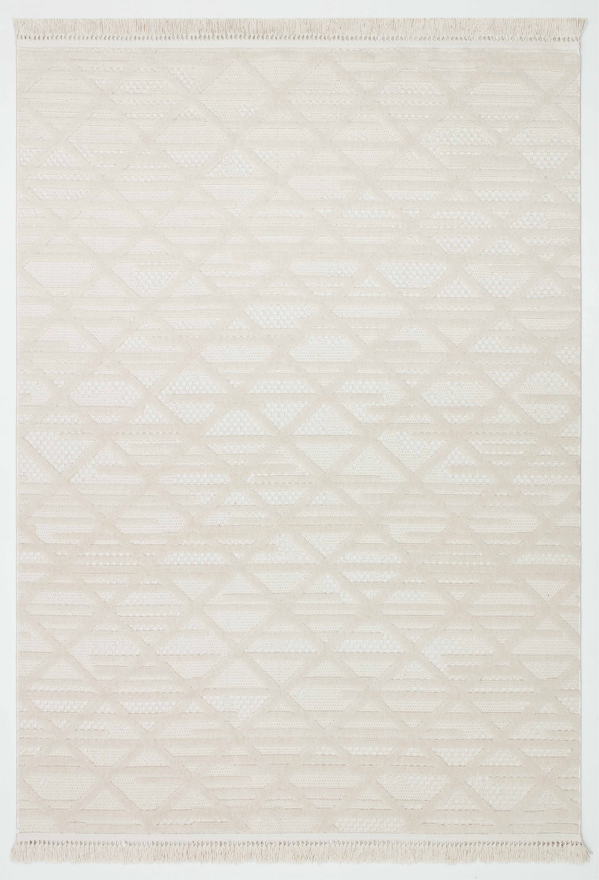 MİLAS C8-BEJ Kabartmalı Modern Geometrik Desenli Salon Koridor Mutfak Halısı