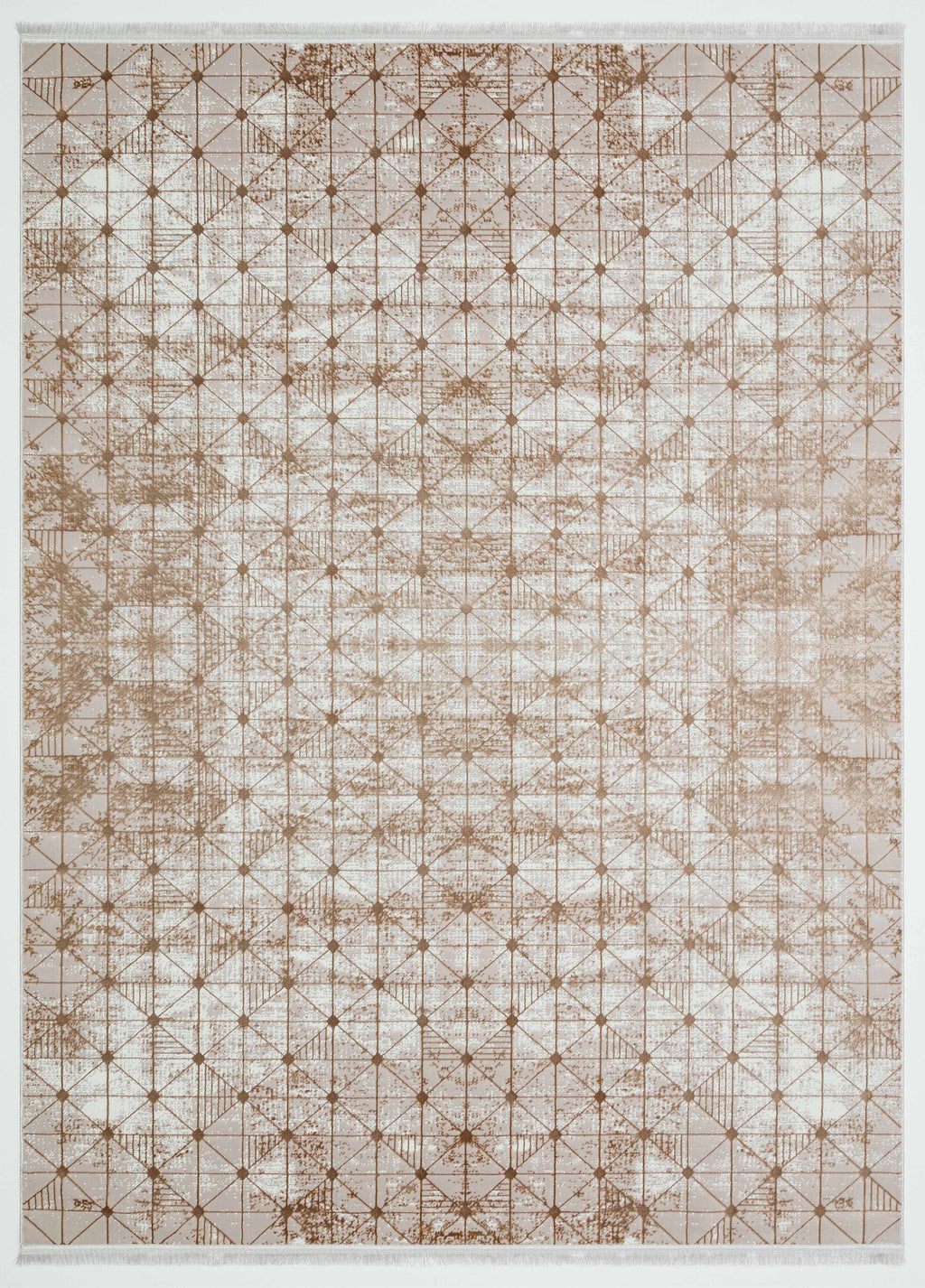 LOTUS 53T-KAHVE/KREM Sentetik Bambu Parlak Saten Salon Koridor Mutfak Halısı