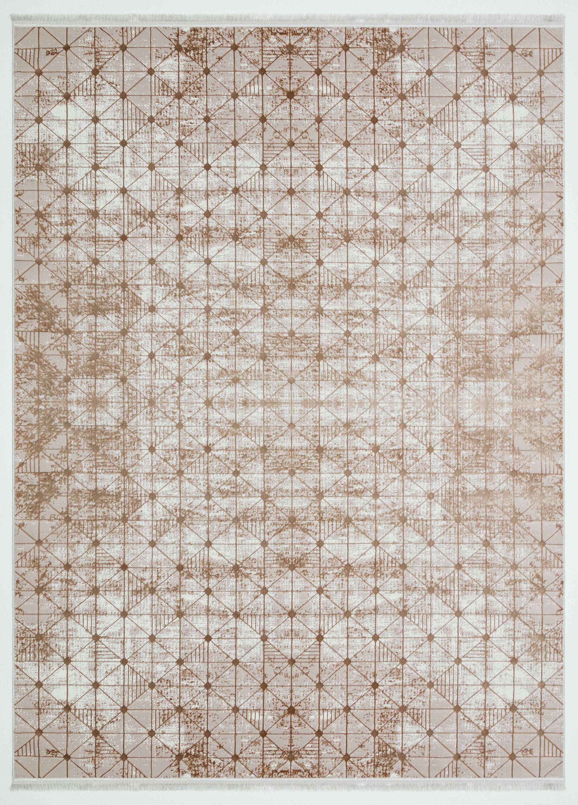 LOTUS 53T-KAHVE/KREM Sentetik Bambu Parlak Saten Salon Koridor Mutfak Halısı