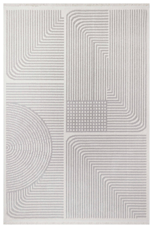 İCON T-LP02 KREM Modern Geometrik Desenli Salon Koridor Mutfak Halısı