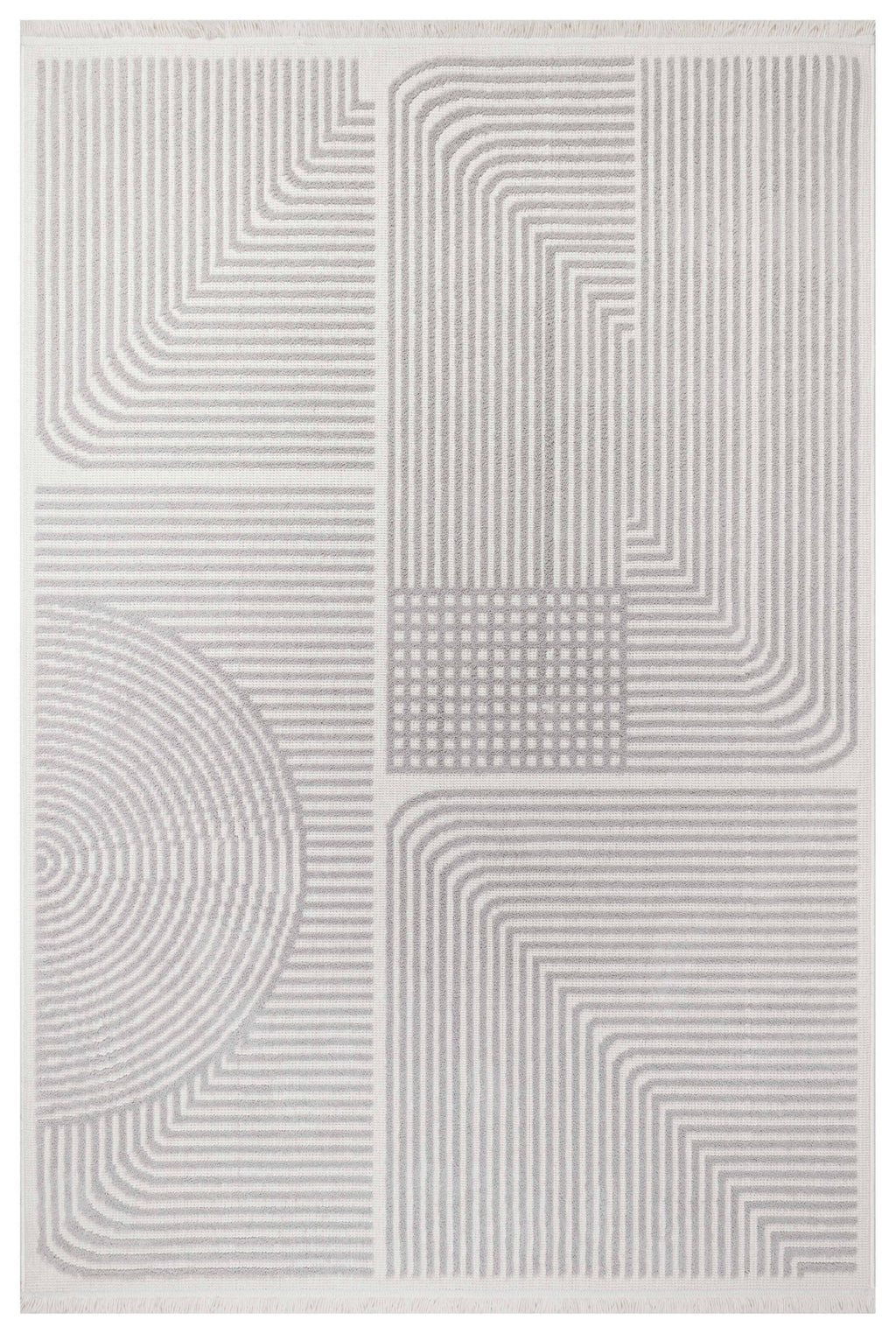 İCON T-LP02 KREM Modern Geometrik Desenli Salon Koridor Mutfak Halısı