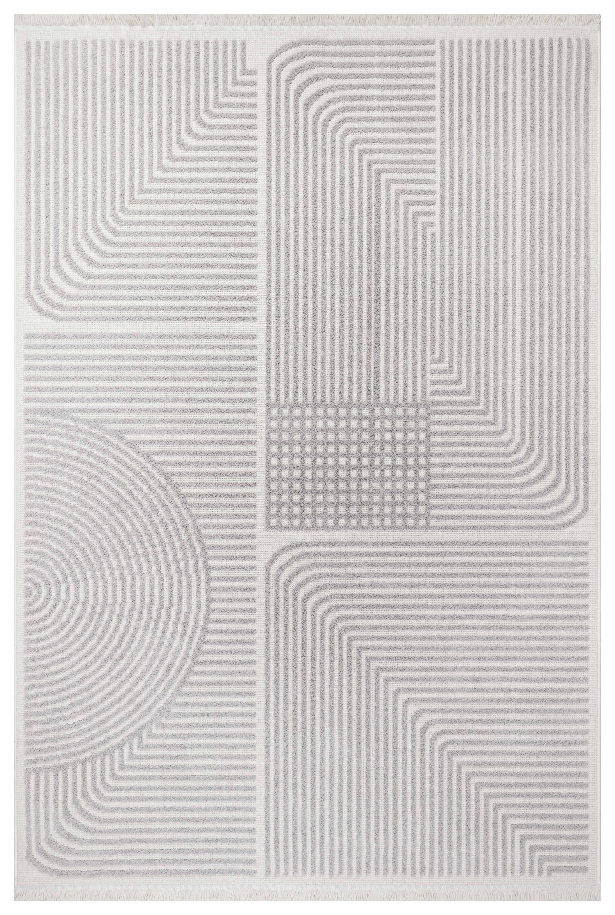 İCON T-LP02 KREM Modern Geometrik Desenli Salon Koridor Mutfak Halısı