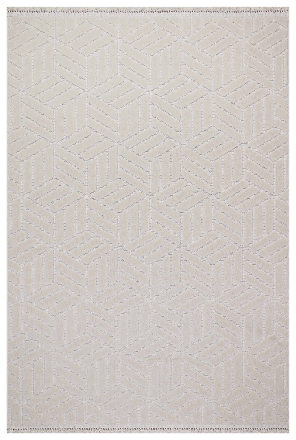 MİLAS T-LO67 BEJ Kabartmalı Modern Geometrik Desenli Salon Koridor Mutfak Halısı