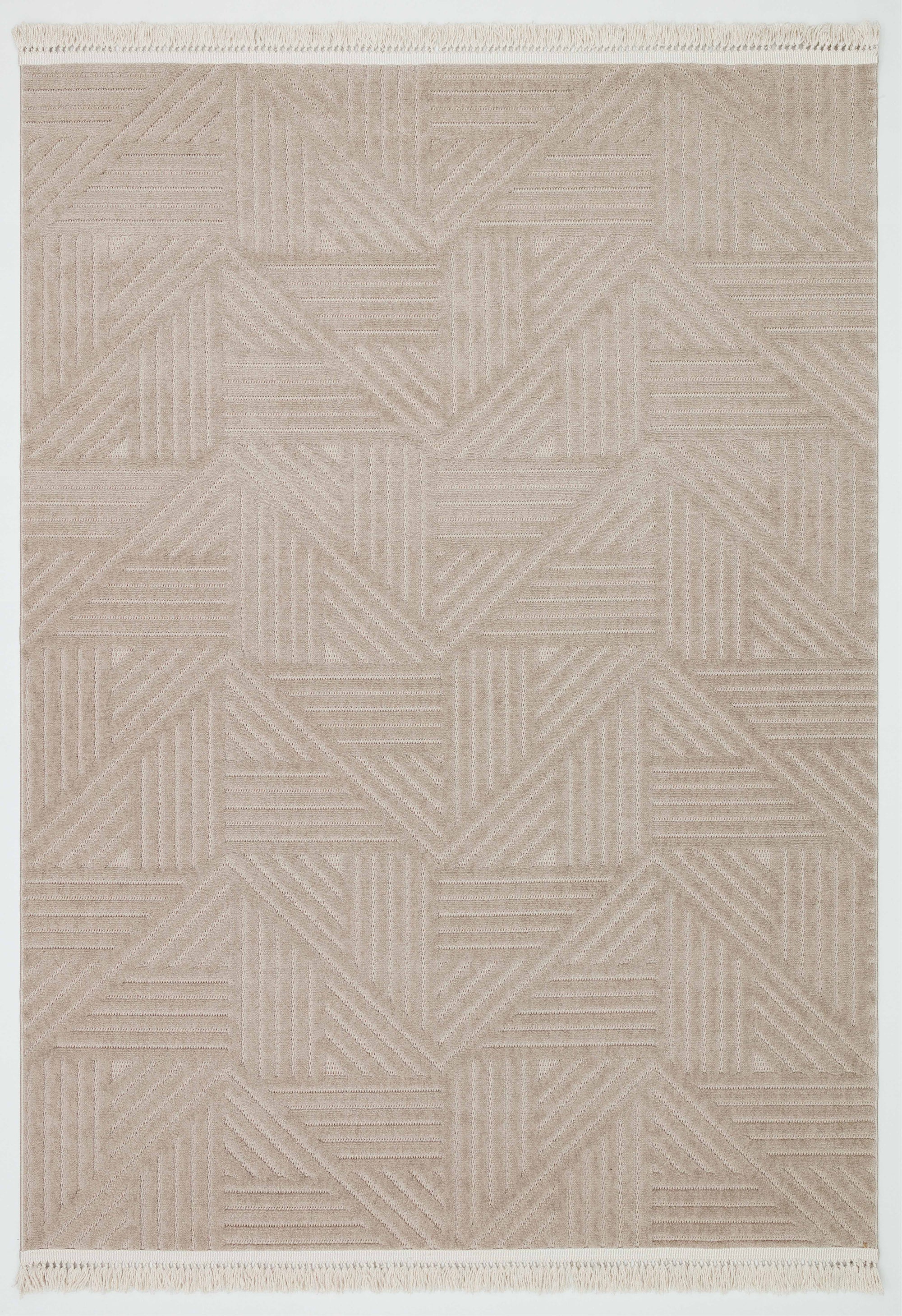 MİLAS C11-VİZON Kabartmalı Modern Geometrik Desenli Salon Koridor Mutfak Halısı