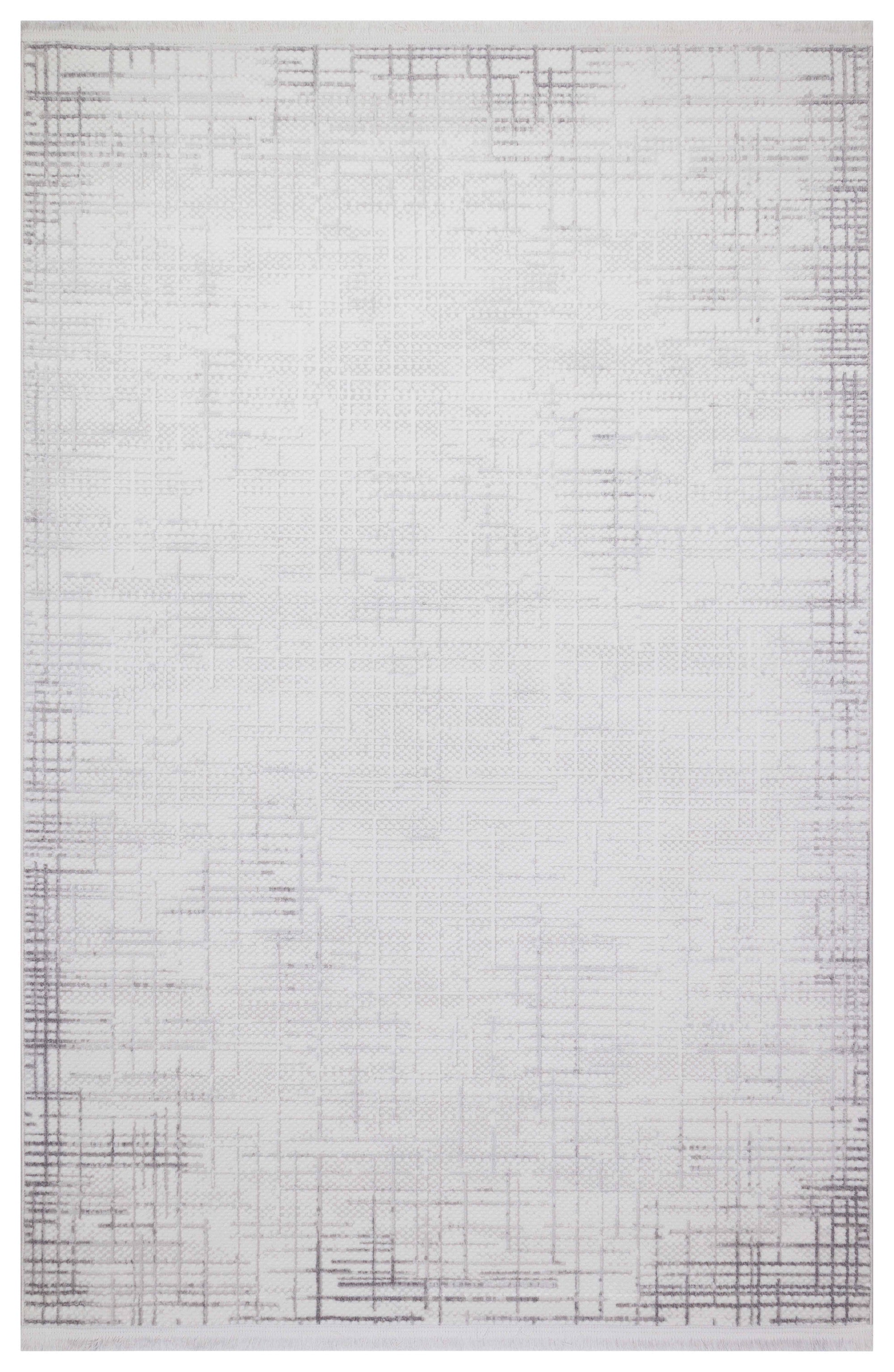 İCON T-OS04 KREM/GRİ Modern Geometrik Desenli Salon Koridor Mutfak Halısı