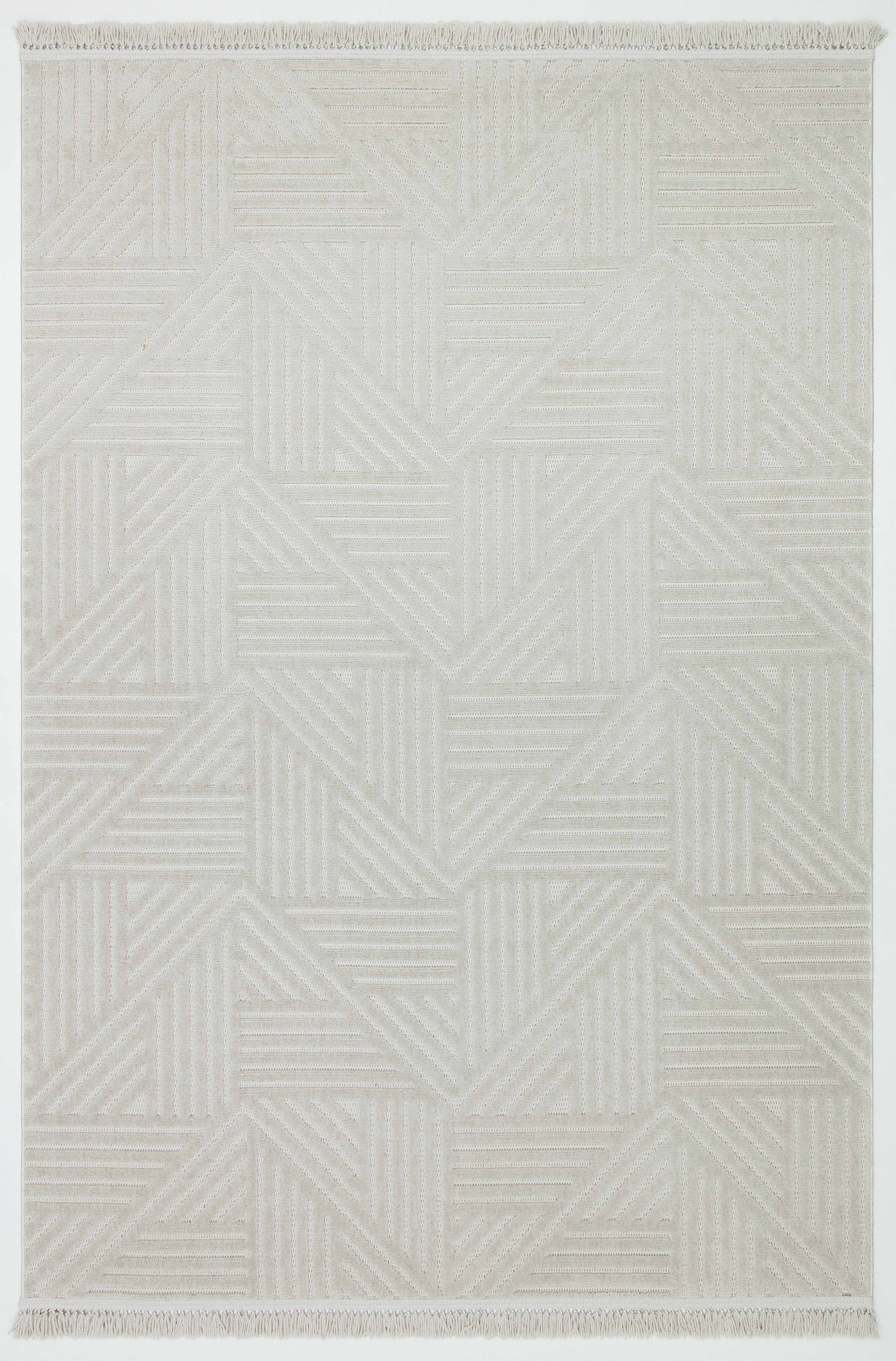 MİLAS C15-GRİ Kabartmalı Kaymaz Taban Modern Geometrik Desenli Salon Koridor Mutfak Halısı