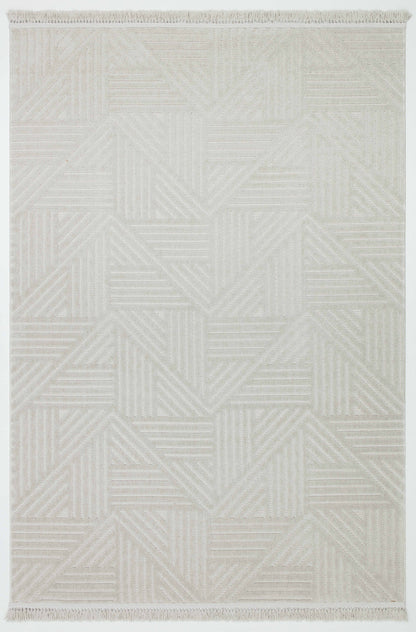 MİLAS C15-GRİ Kabartmalı Kaymaz Taban Modern Geometrik Desenli Salon Koridor Mutfak Halısı