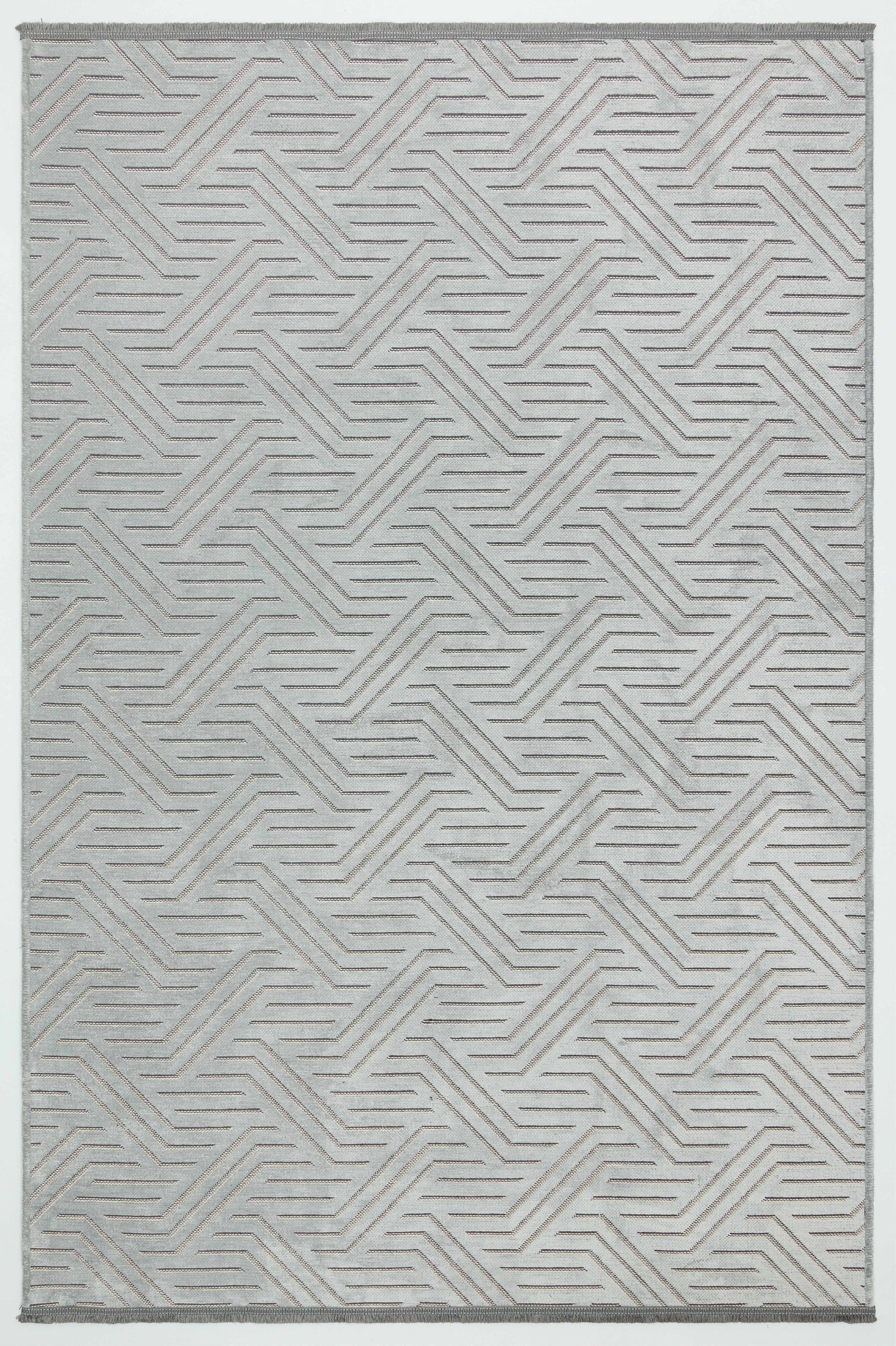 ŞÖNİL PERLA - GRİ Makinede Yıkanabilir Geometrik Modern Desenli Salon Koridor Mutfak Şönil Dokuma Halı