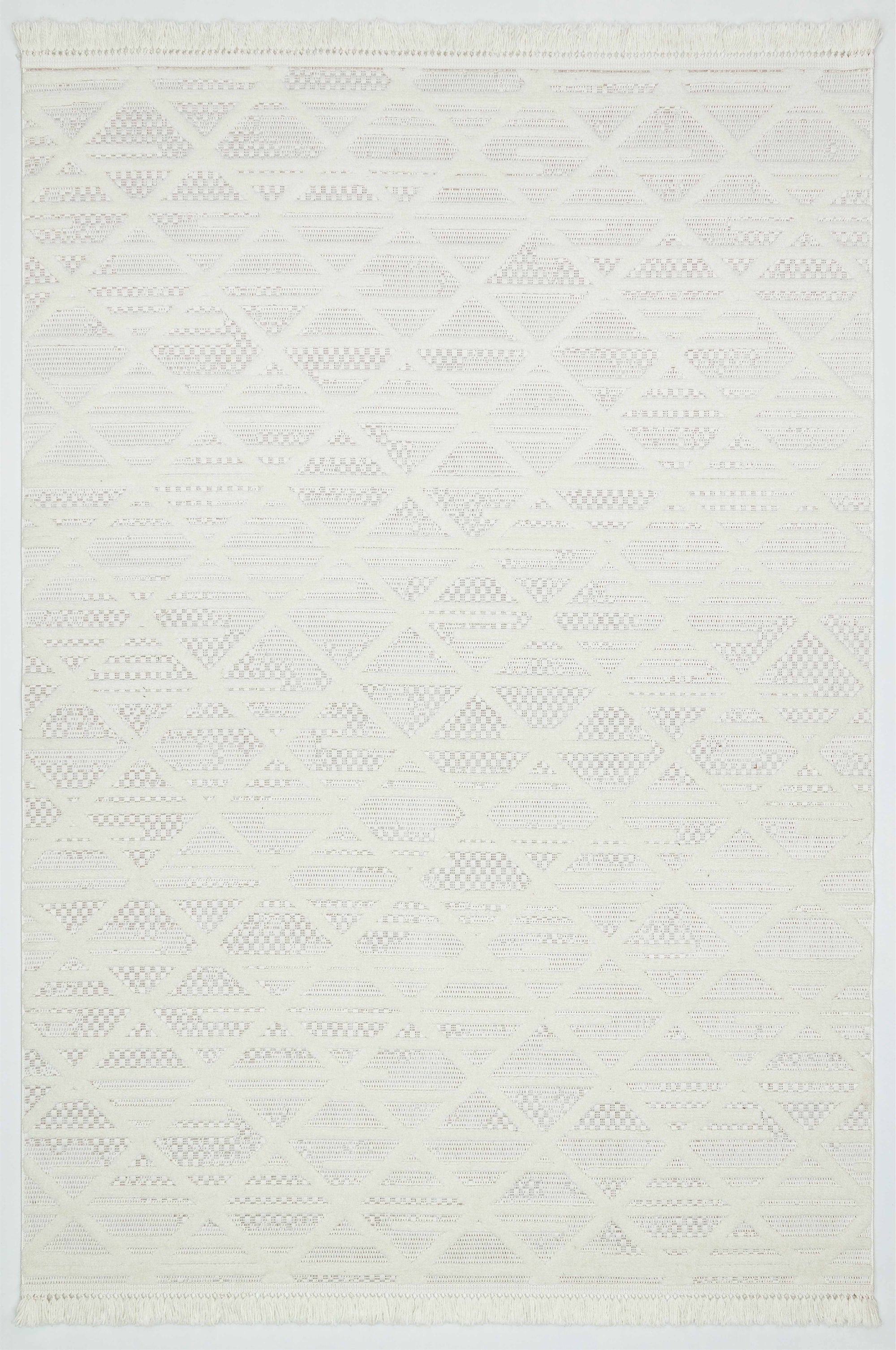 MİLAS C6-BEYAZ Kabartmalı Modern Geometrik Desenli Salon Koridor Mutfak Halısı