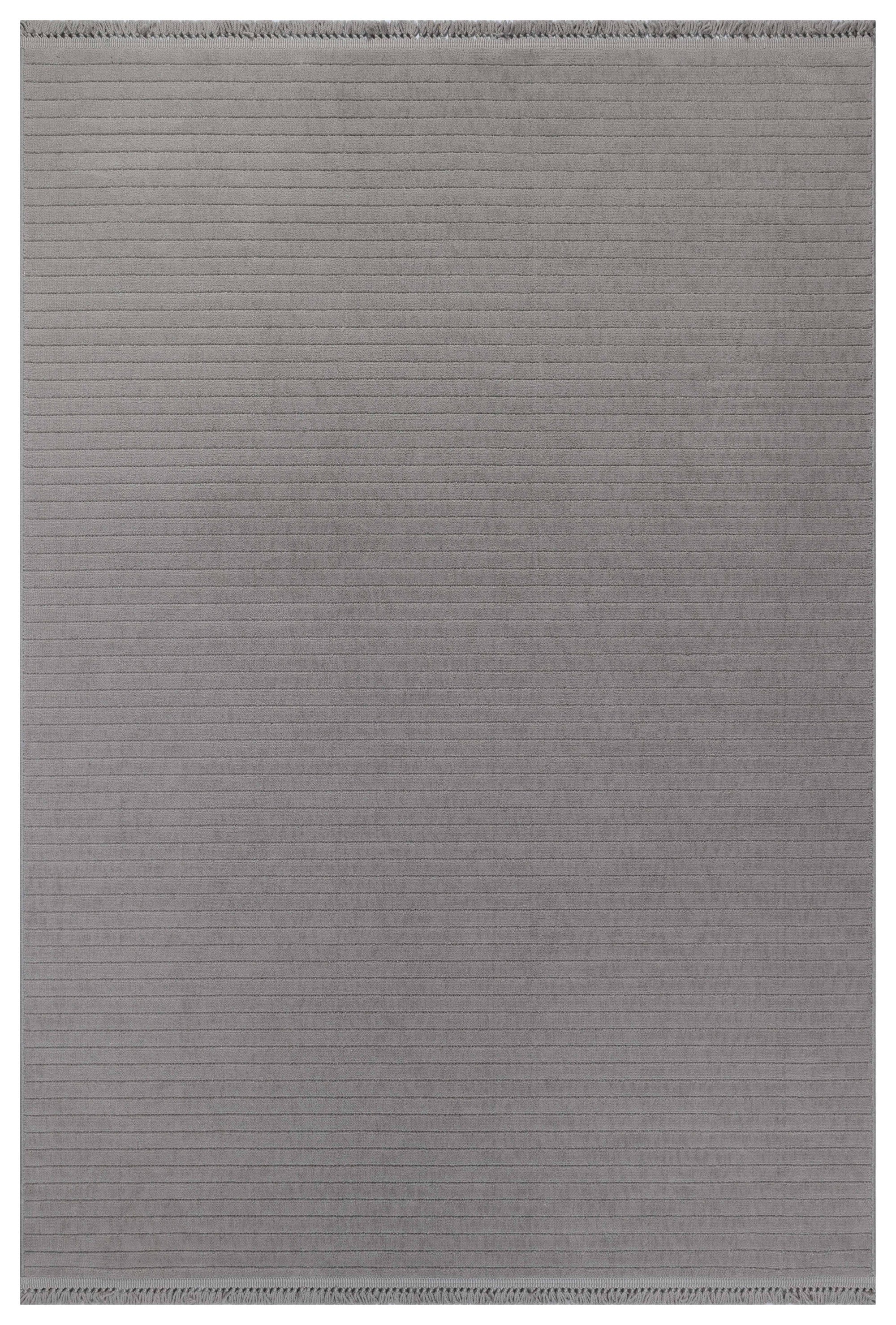 MİLAS T-JP55 ANTRASİT Kabartmalı Modern Geometrik Desenli Salon Koridor Mutfak Halısı