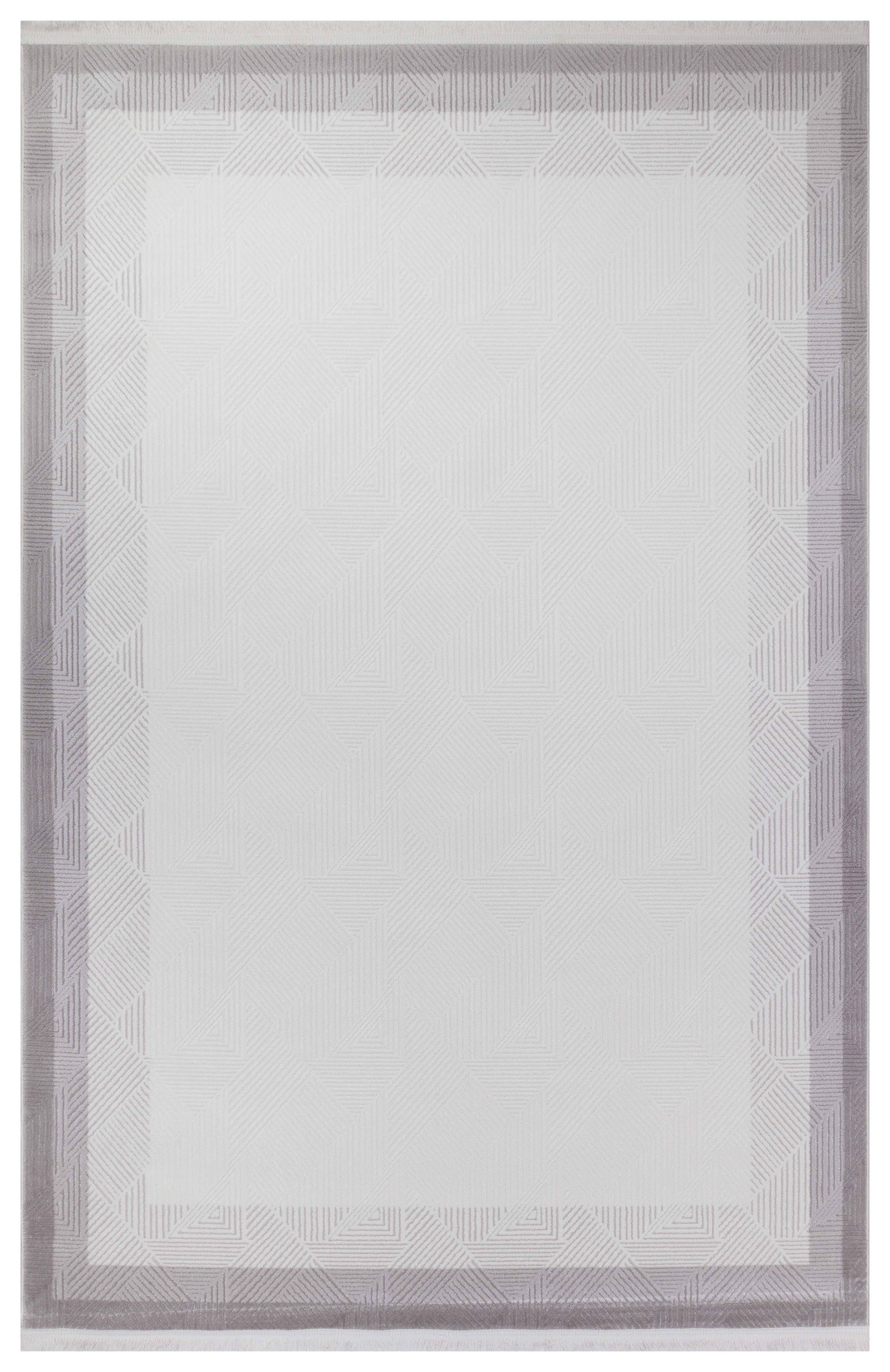 İCON T-OS01 KREM/GRİ  Modern Geometrik Desenli Salon Koridor Mutfak Halısı