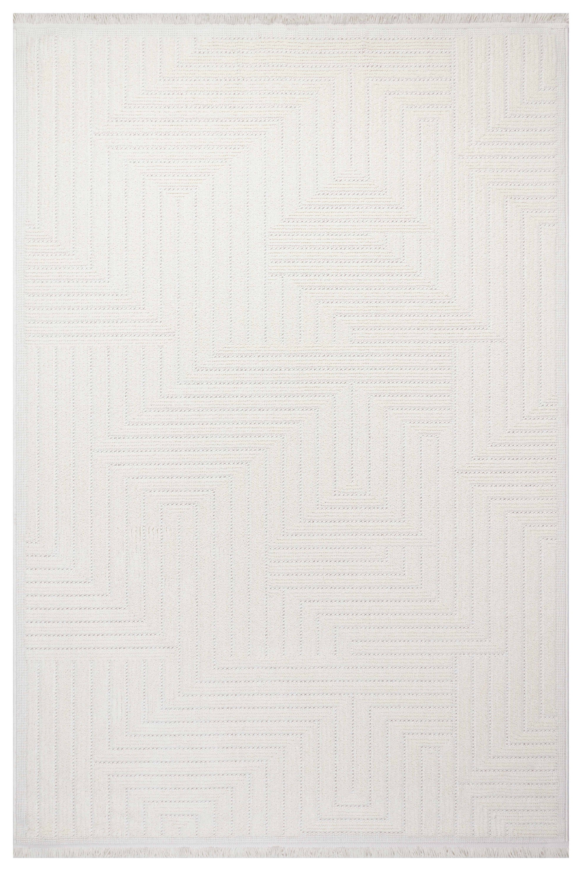 İCON T-LP07 KREM Modern Geometrik Desenli Salon Koridor Mutfak Halısı